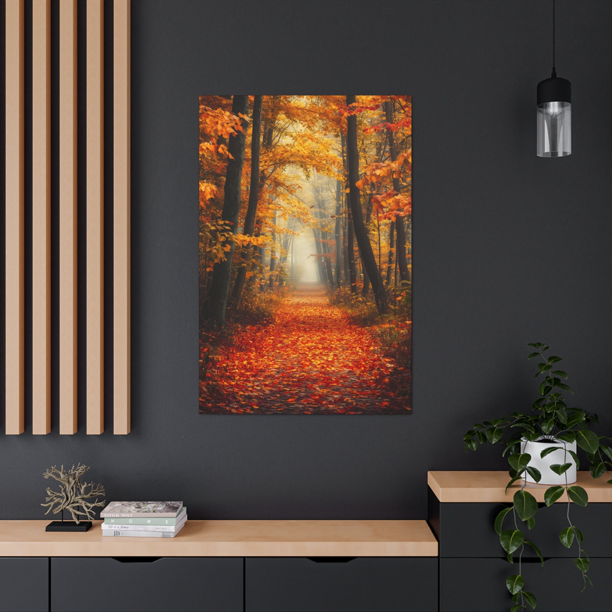 Autumn Forest Path Canvas Wall Art - SynthFrame