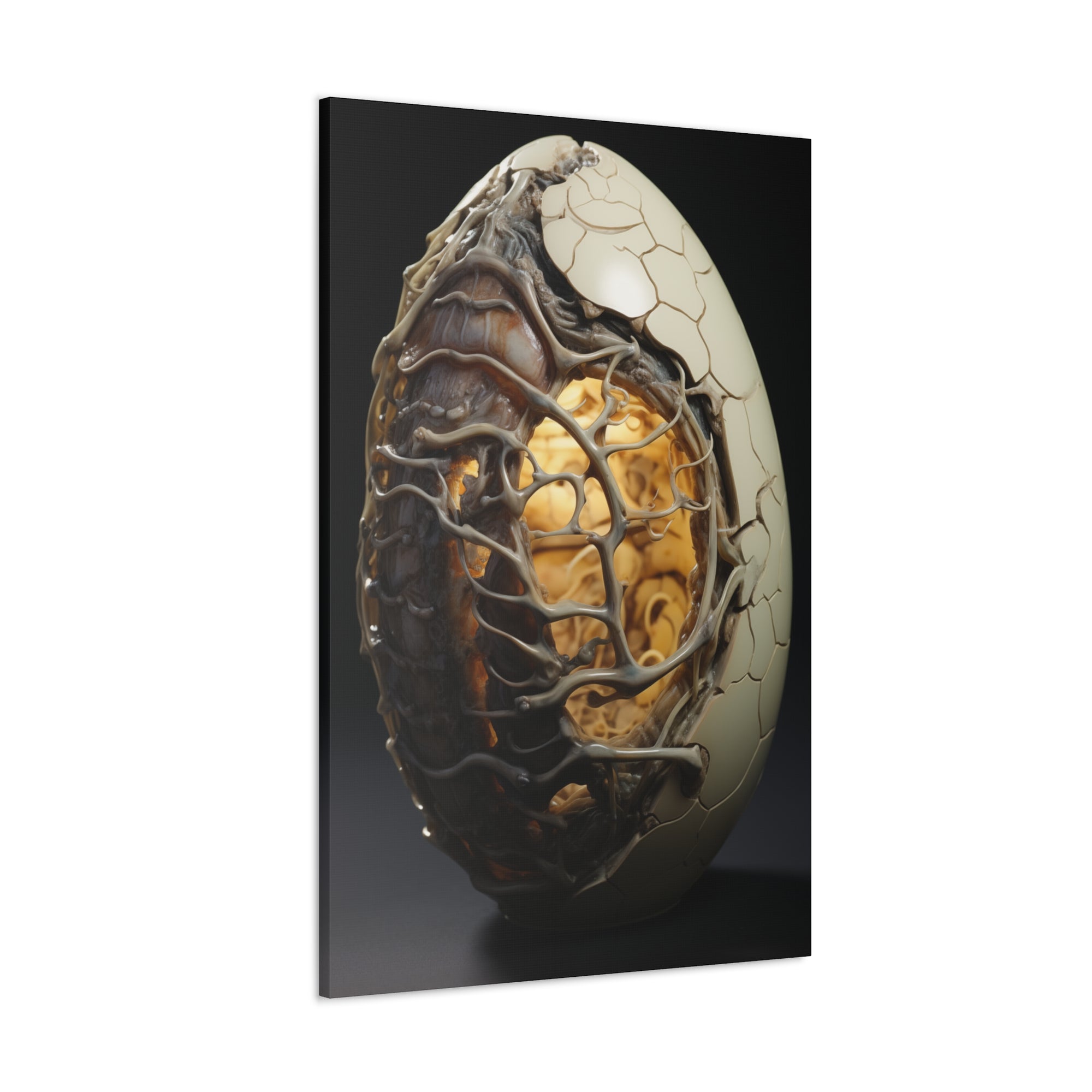 White Alien Egg 8 Canvas Wall Art - SynthFrame