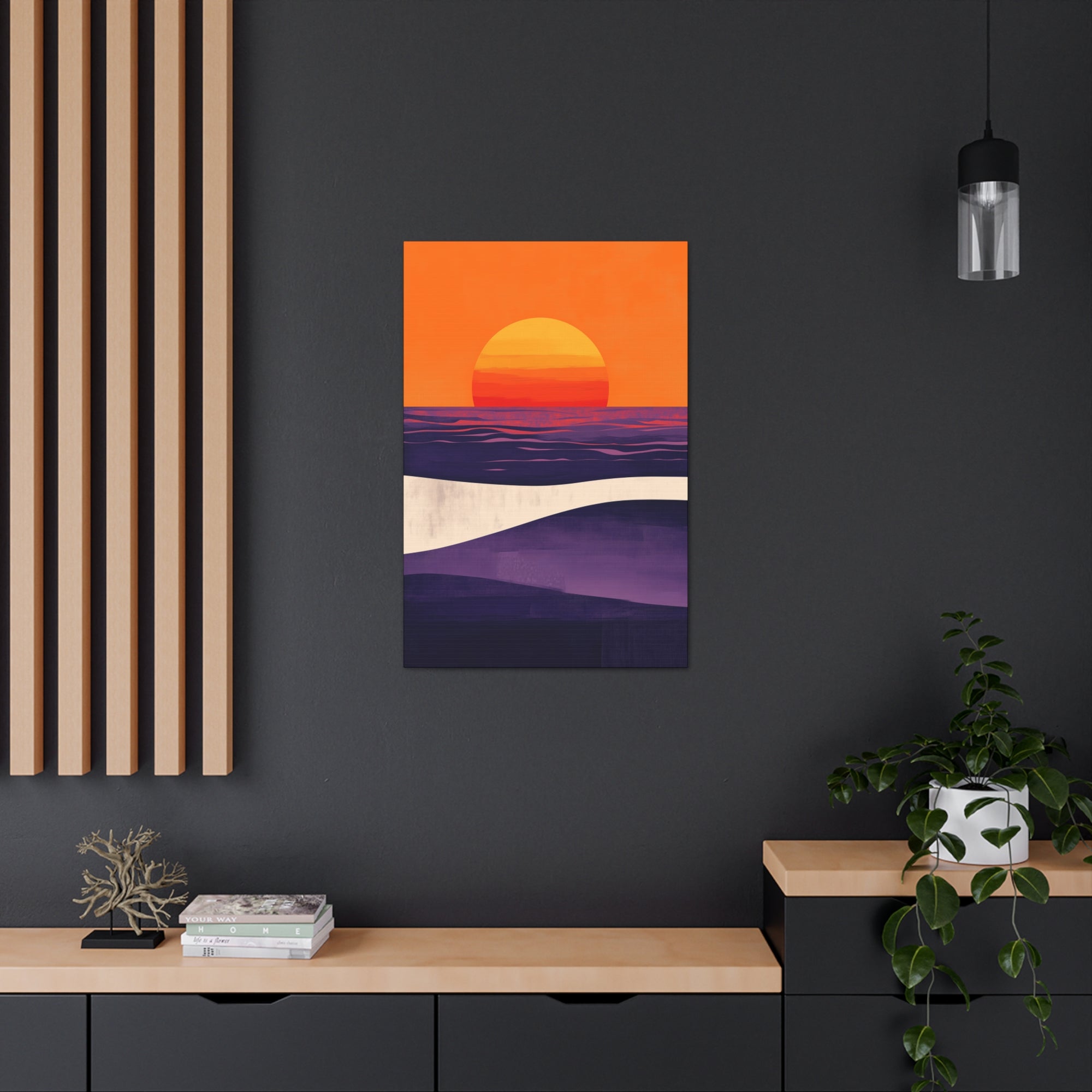 Abstract Coastal Sunset Canvas Wall Art - SynthFrame