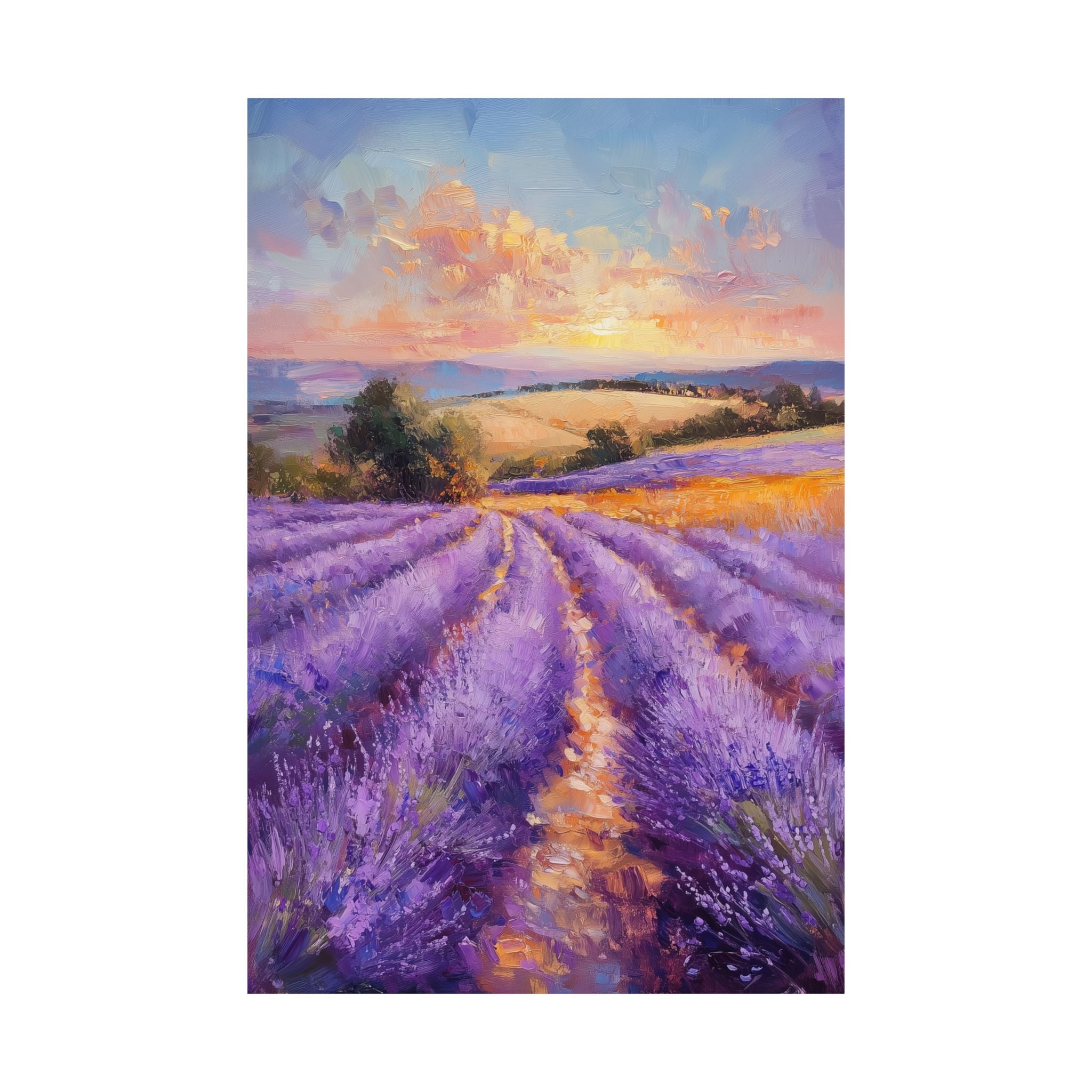 Impressionist Lavender Fields Poster Wall Art - SynthFrame