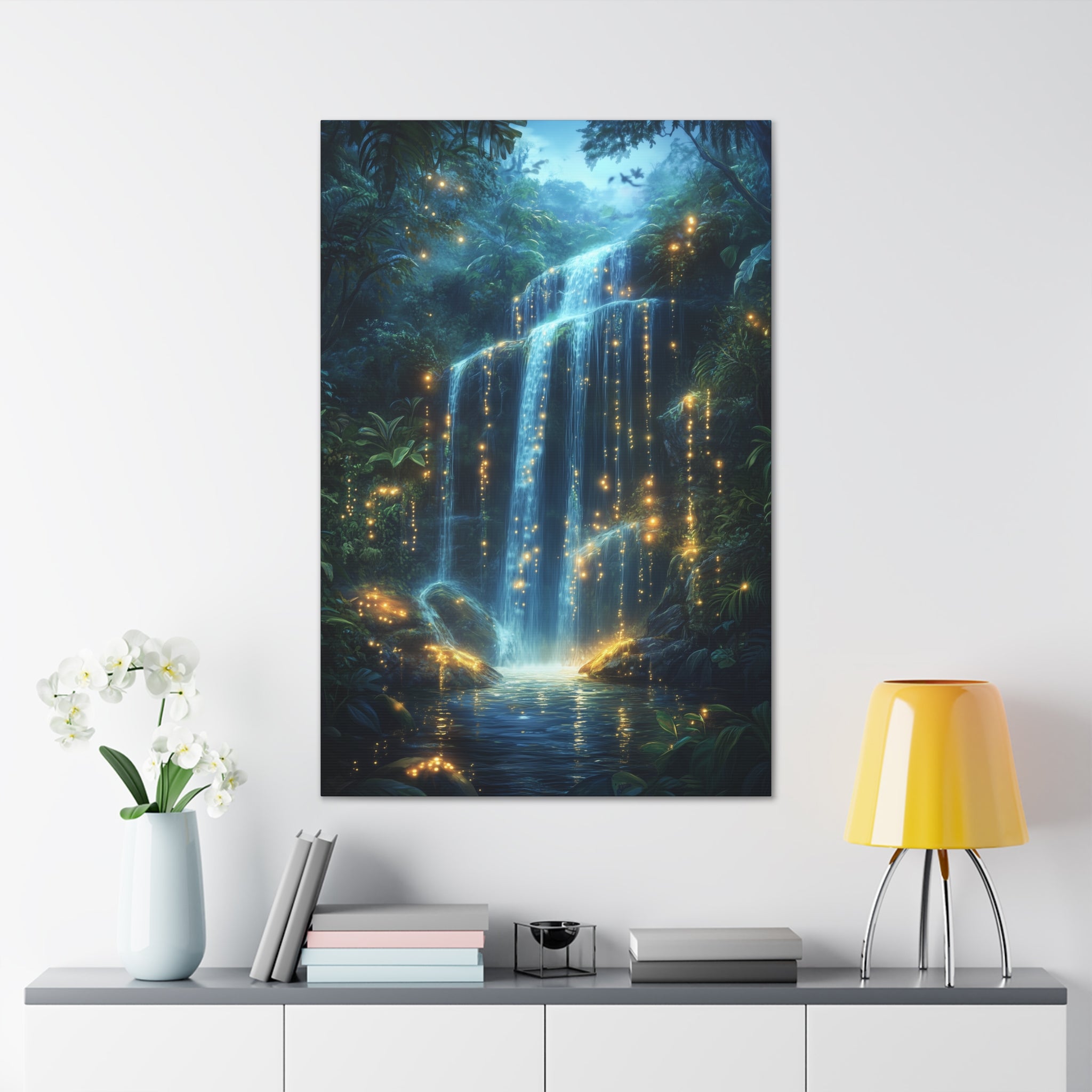 Enchanted Waterfall Oasis Canvas Wall Art - SynthFrame