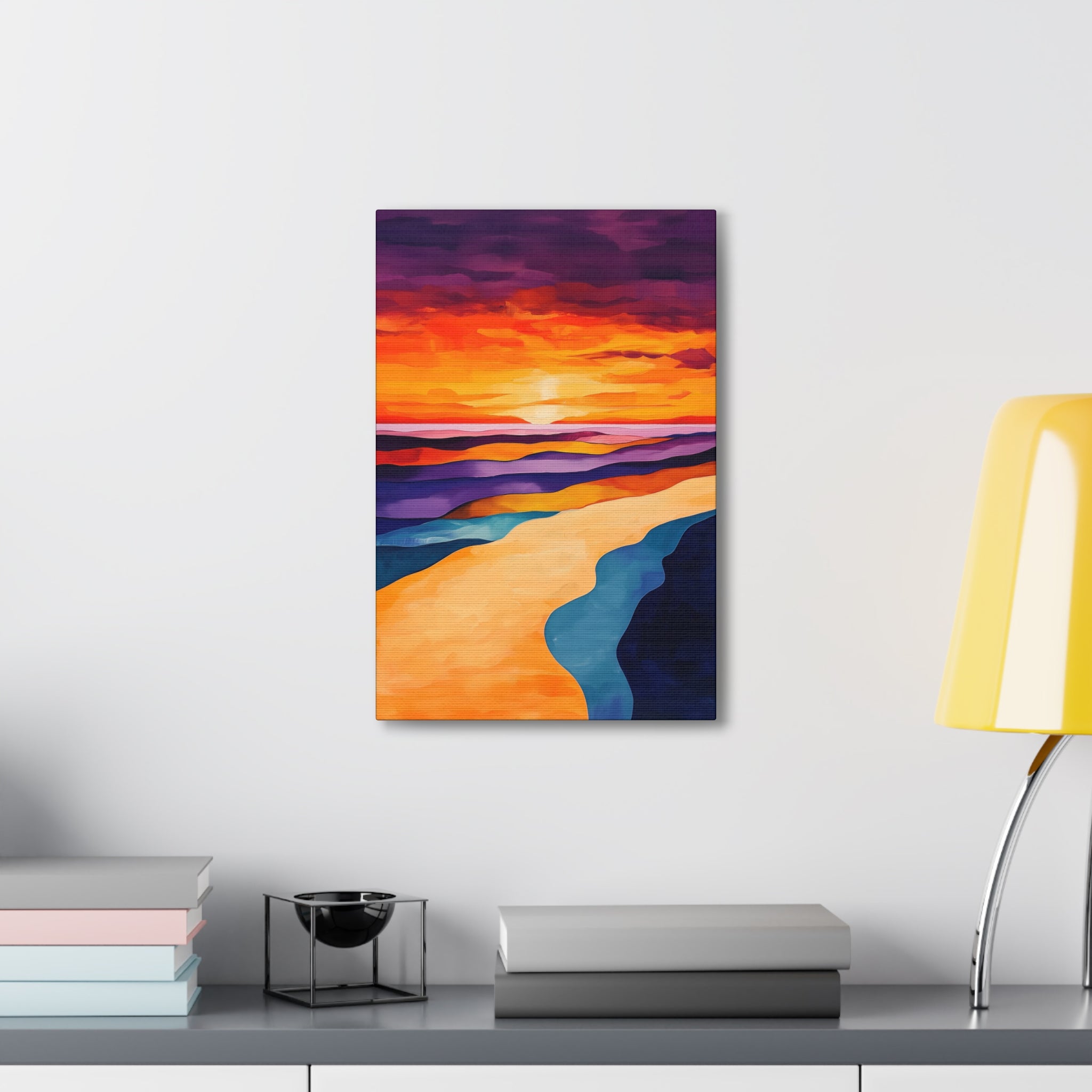 Abstract Coastal Sunset Canvas Wall Art - SynthFrame