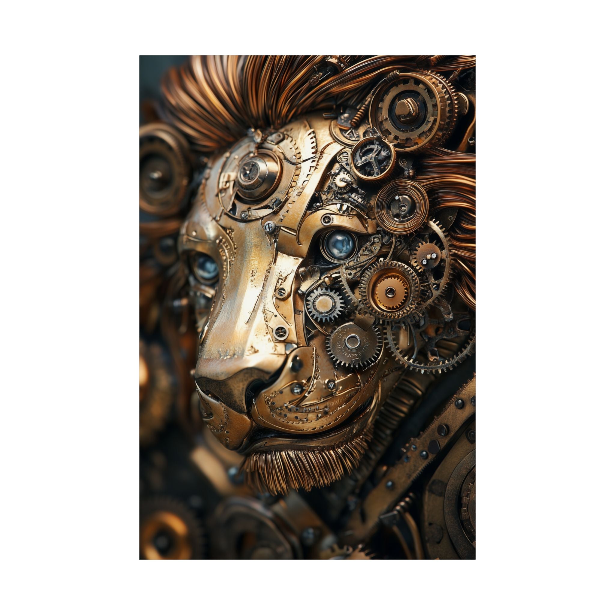 Steampunk Lion: Mechanical Marvel Poster