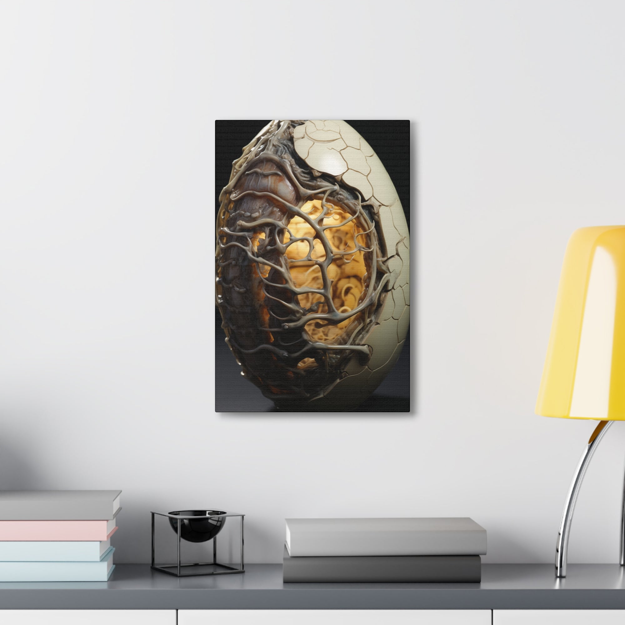 White Alien Egg 8 Canvas Wall Art - SynthFrame