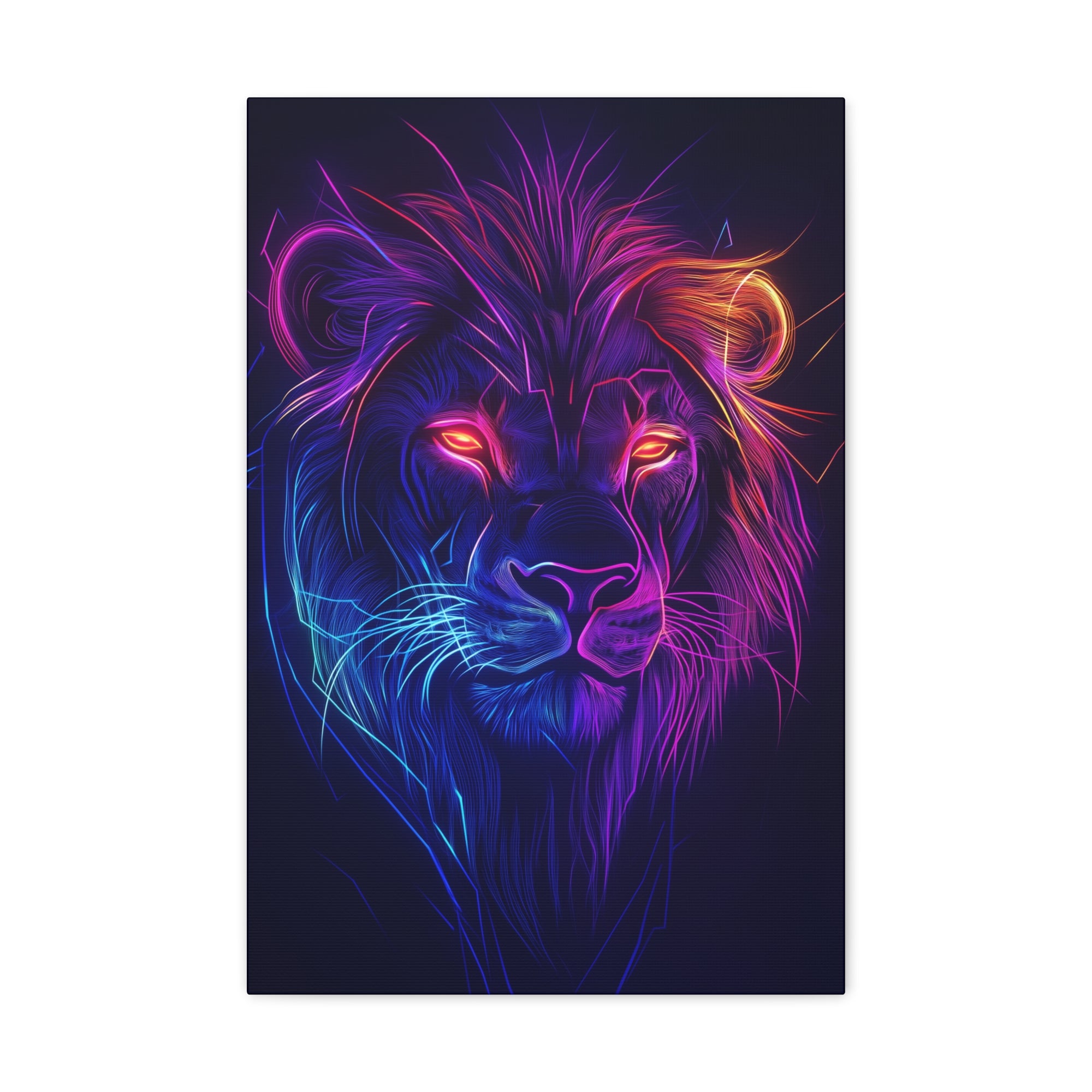 Neon Lion Canvas Wall Art - SynthFrame