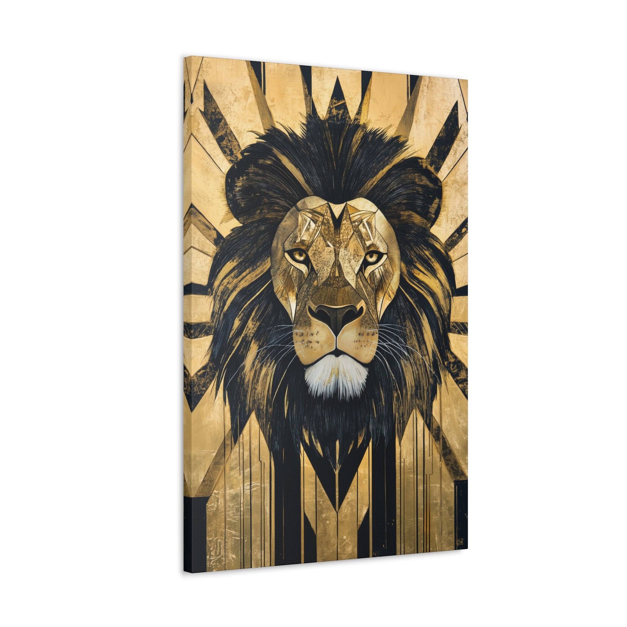 Gilded Lion Canvas Wall Art - SynthFrame