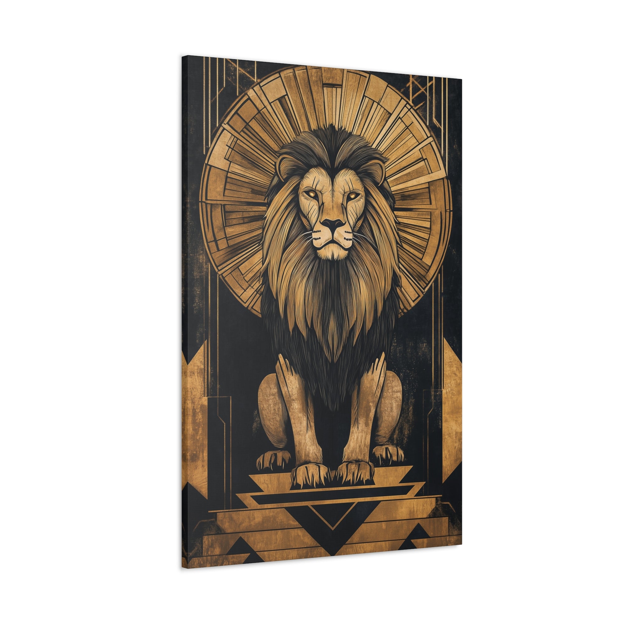 Gilded Lion Canvas Wall Art - SynthFrame