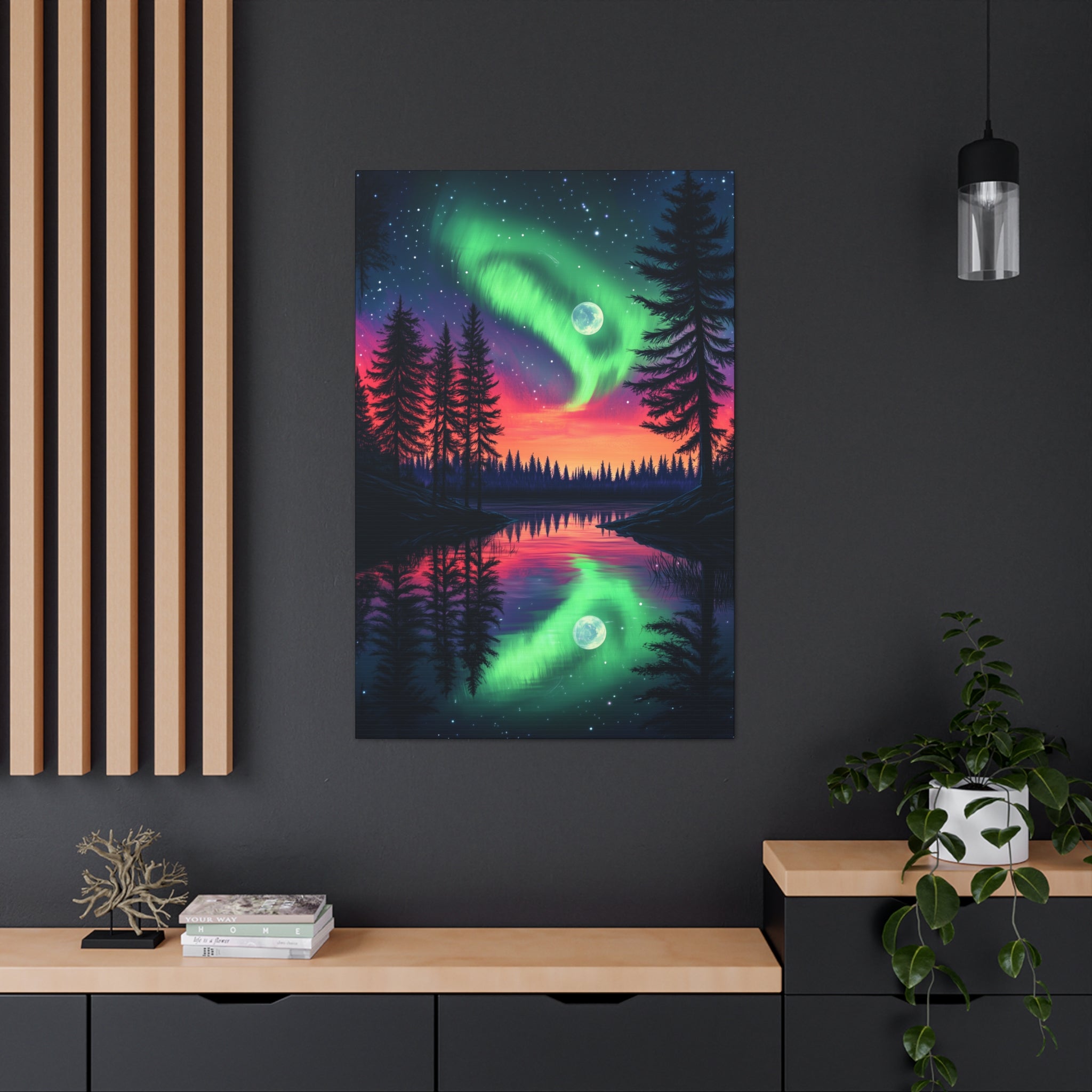 Northern Lights Wonder Canvas Wall Art - SynthFrame