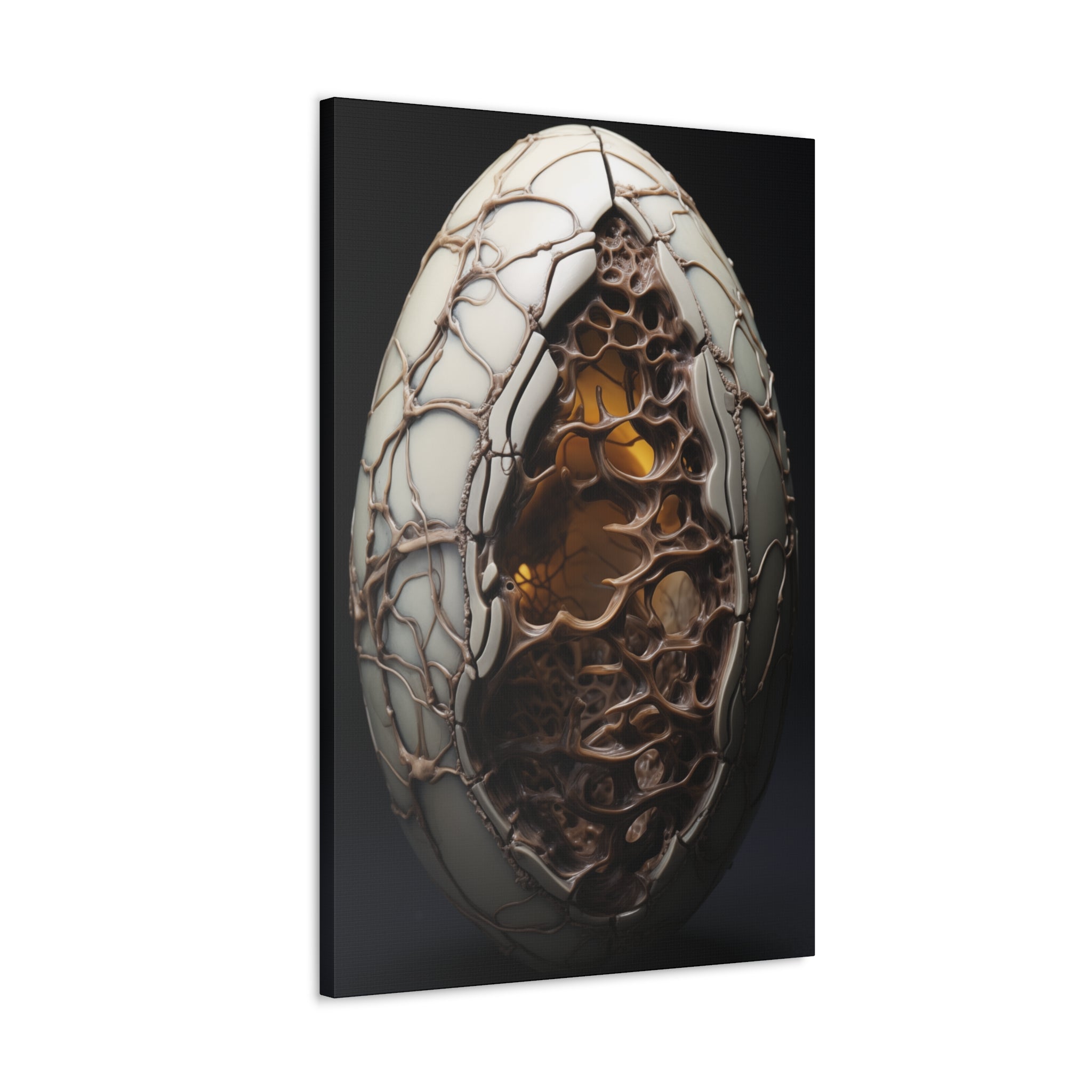 White Alien Egg 3 Canvas Wall Art - SynthFrame