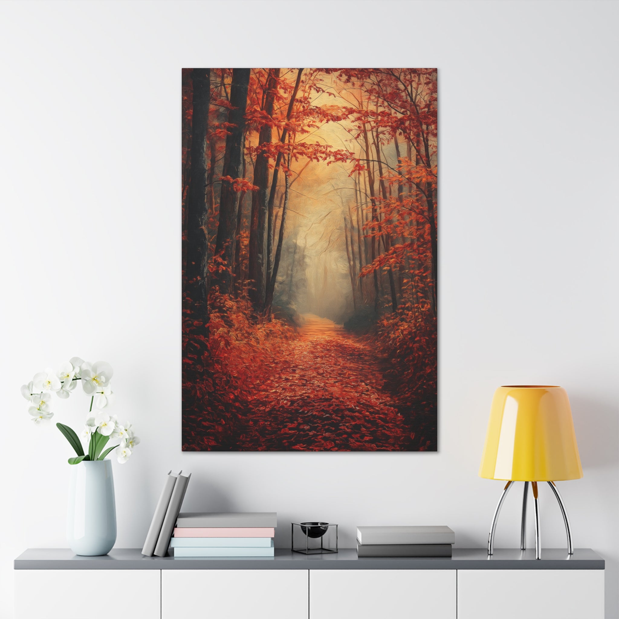 Autumn Forest Path Canvas Wall Art - SynthFrame