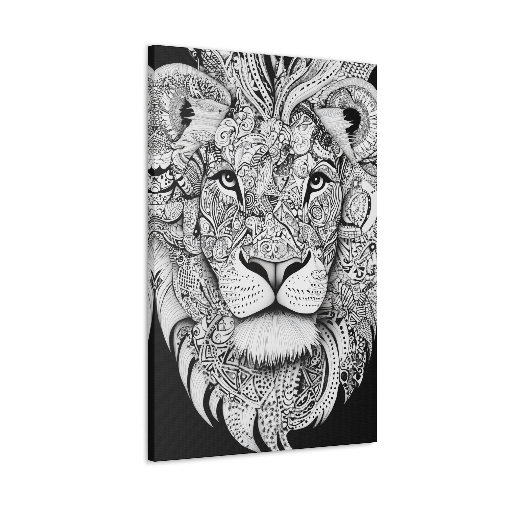 Zentangle Lion Canvas Wall Art - SynthFrame