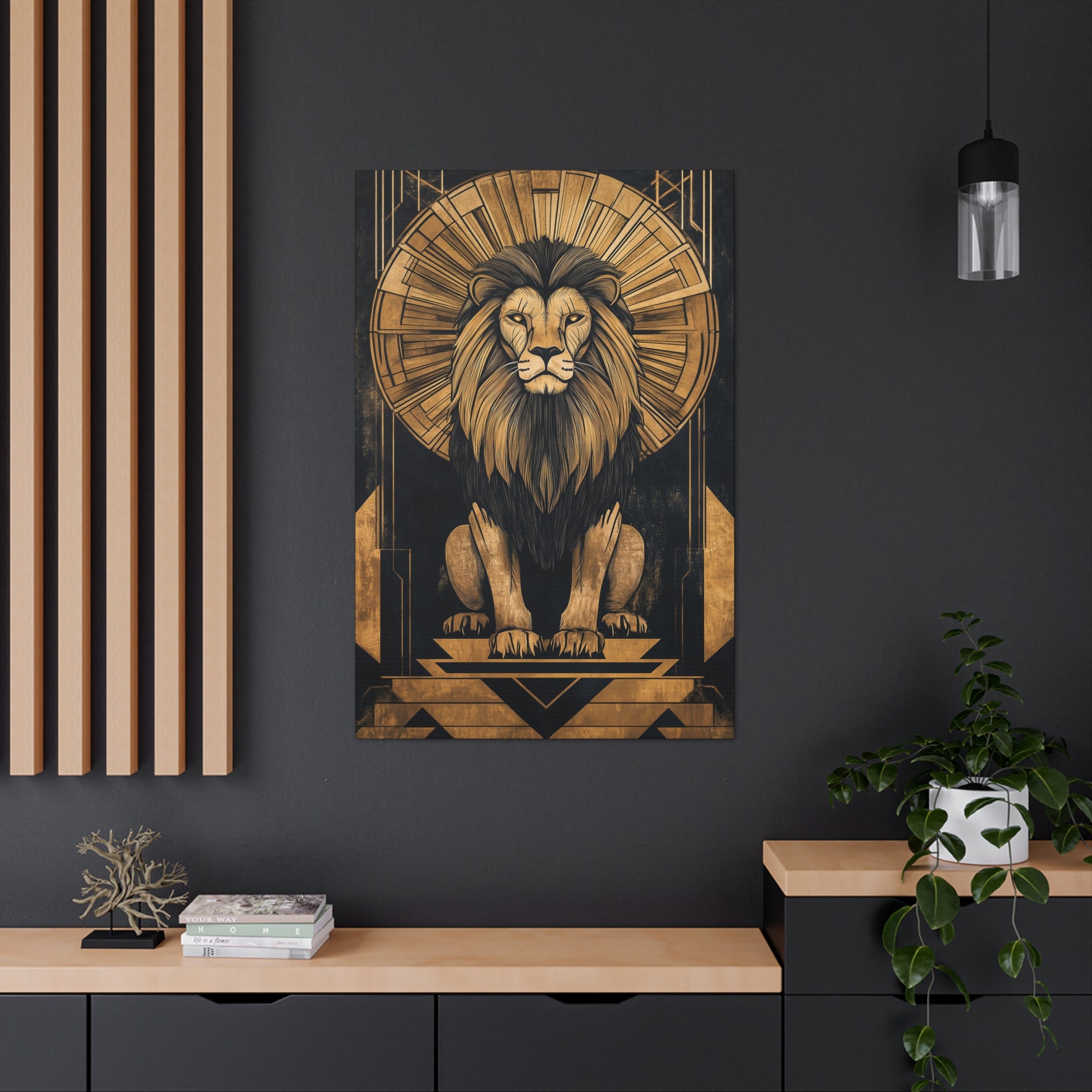 Gilded Lion Canvas Wall Art - SynthFrame