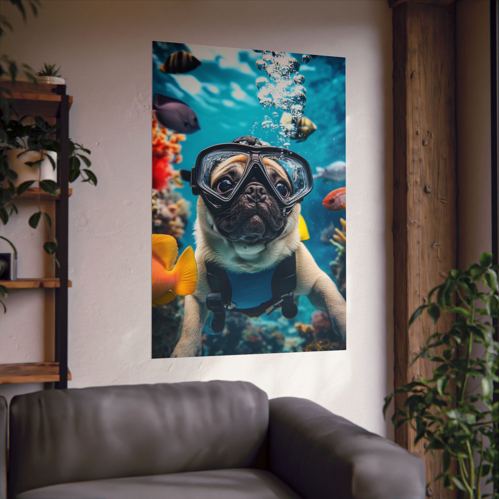 Underwater Pug Poster