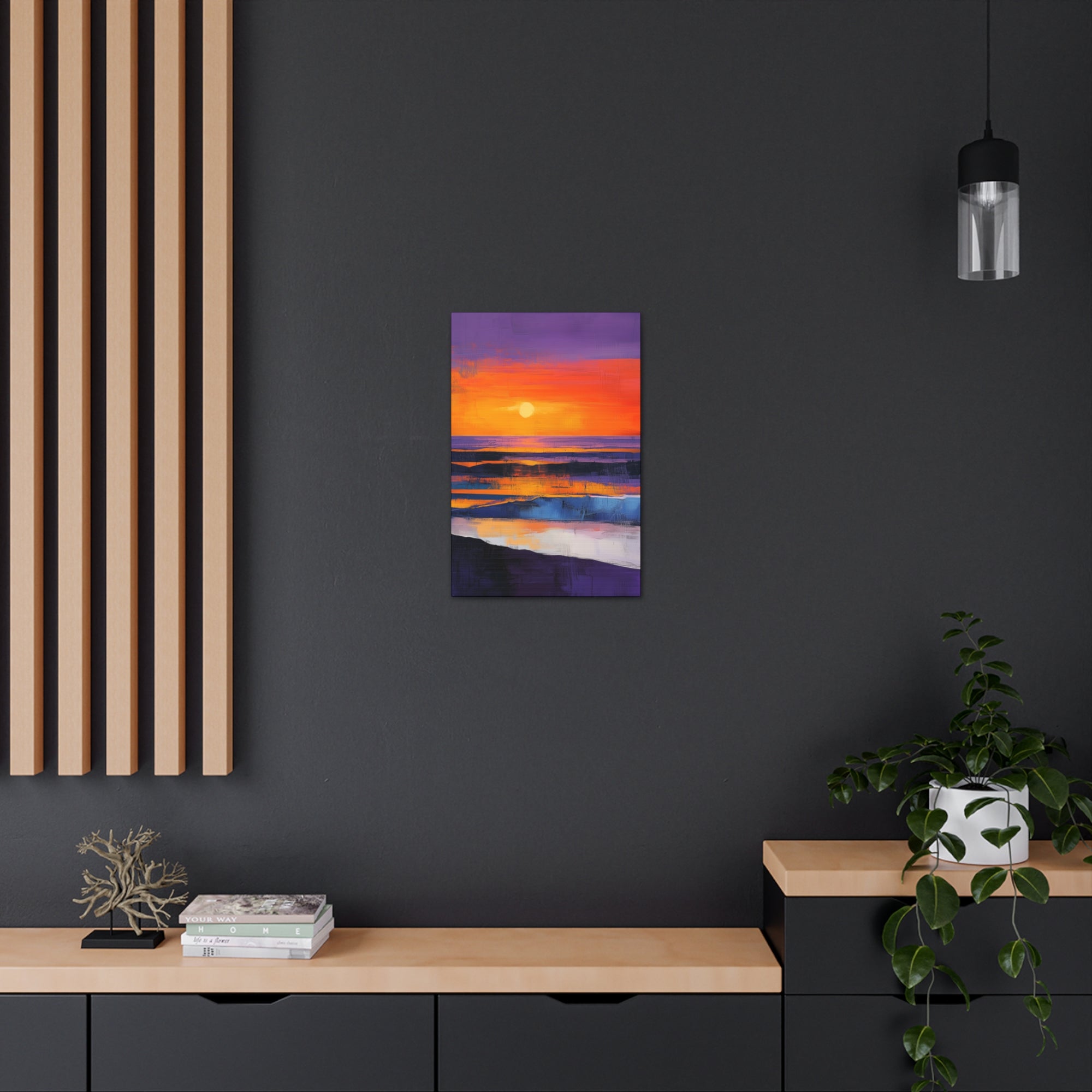 Abstract Coastal Sunset Canvas Wall Art - SynthFrame