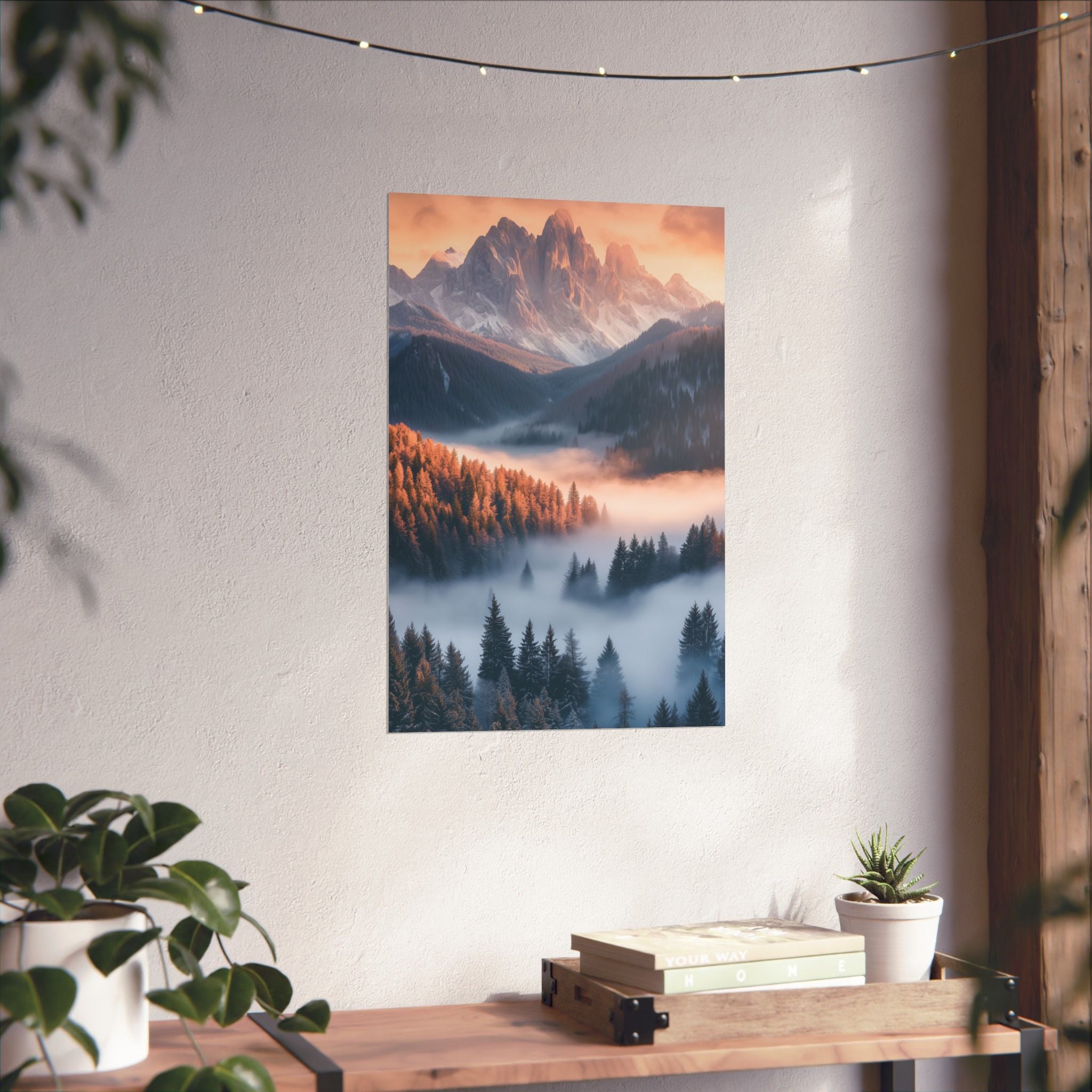 Misty Mountain Dreamscape Poster Wall Art - SynthFrame