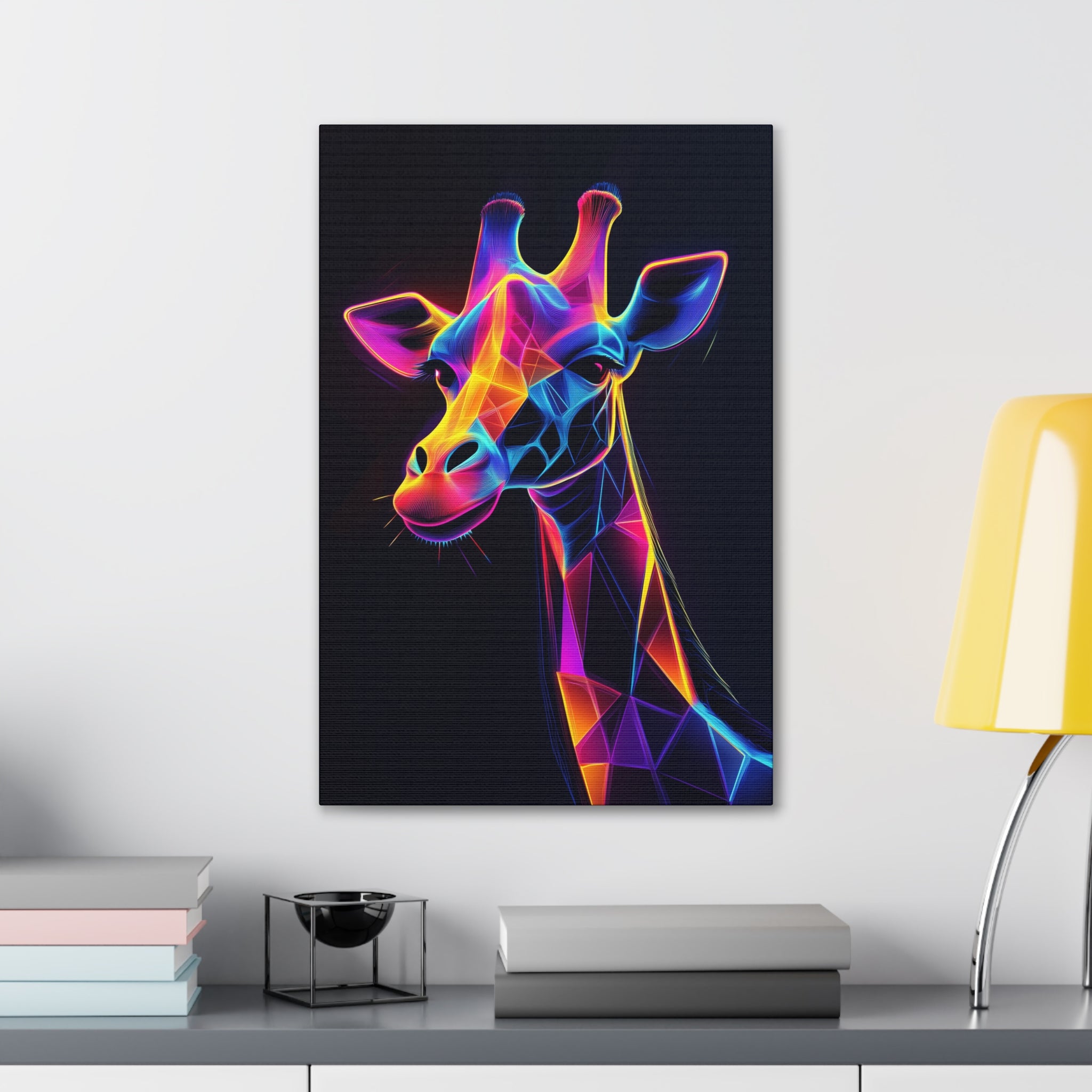 Neon Giraffe Canvas Wall Art - SynthFrame