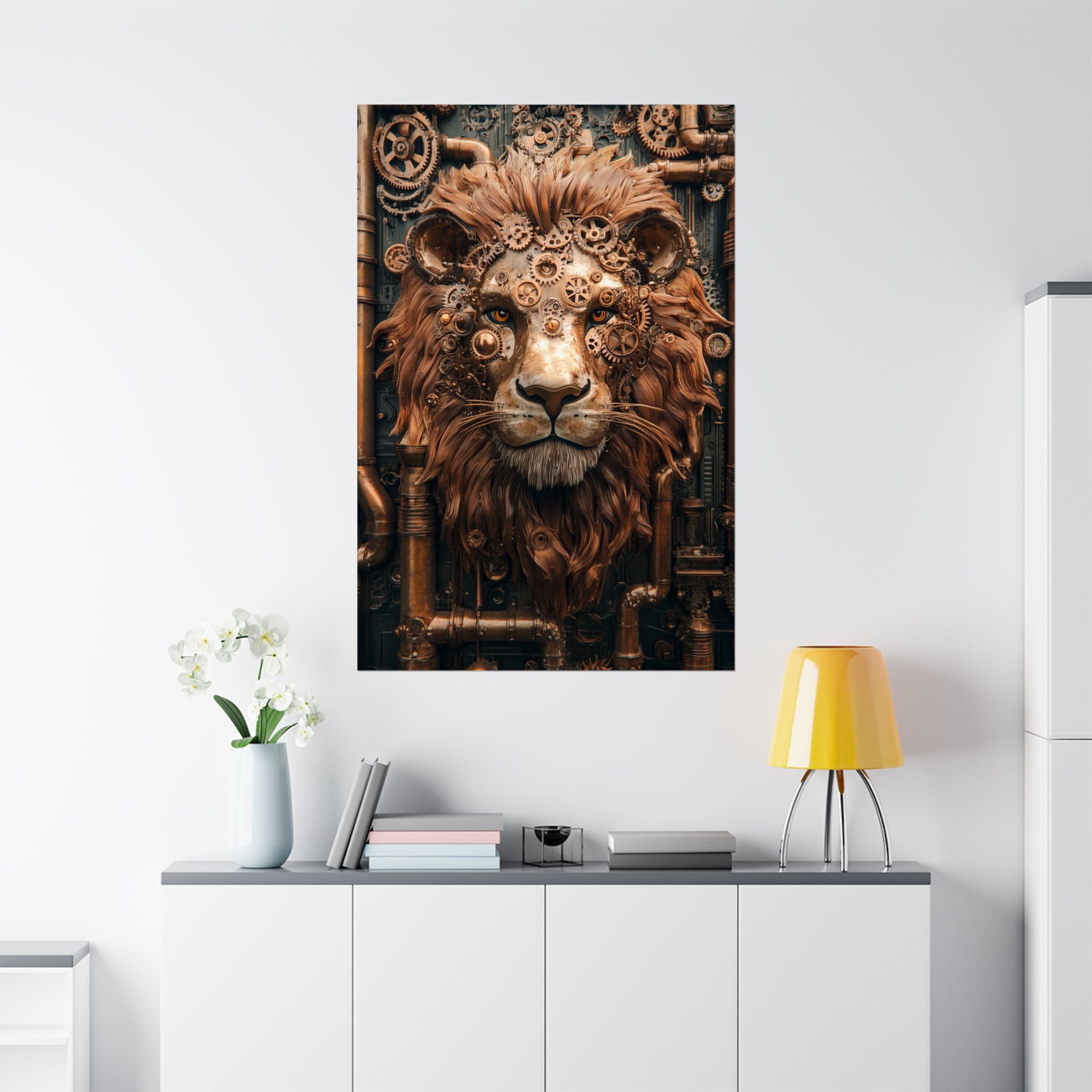 Steampunk Lion: Mechanical Marvel Poster