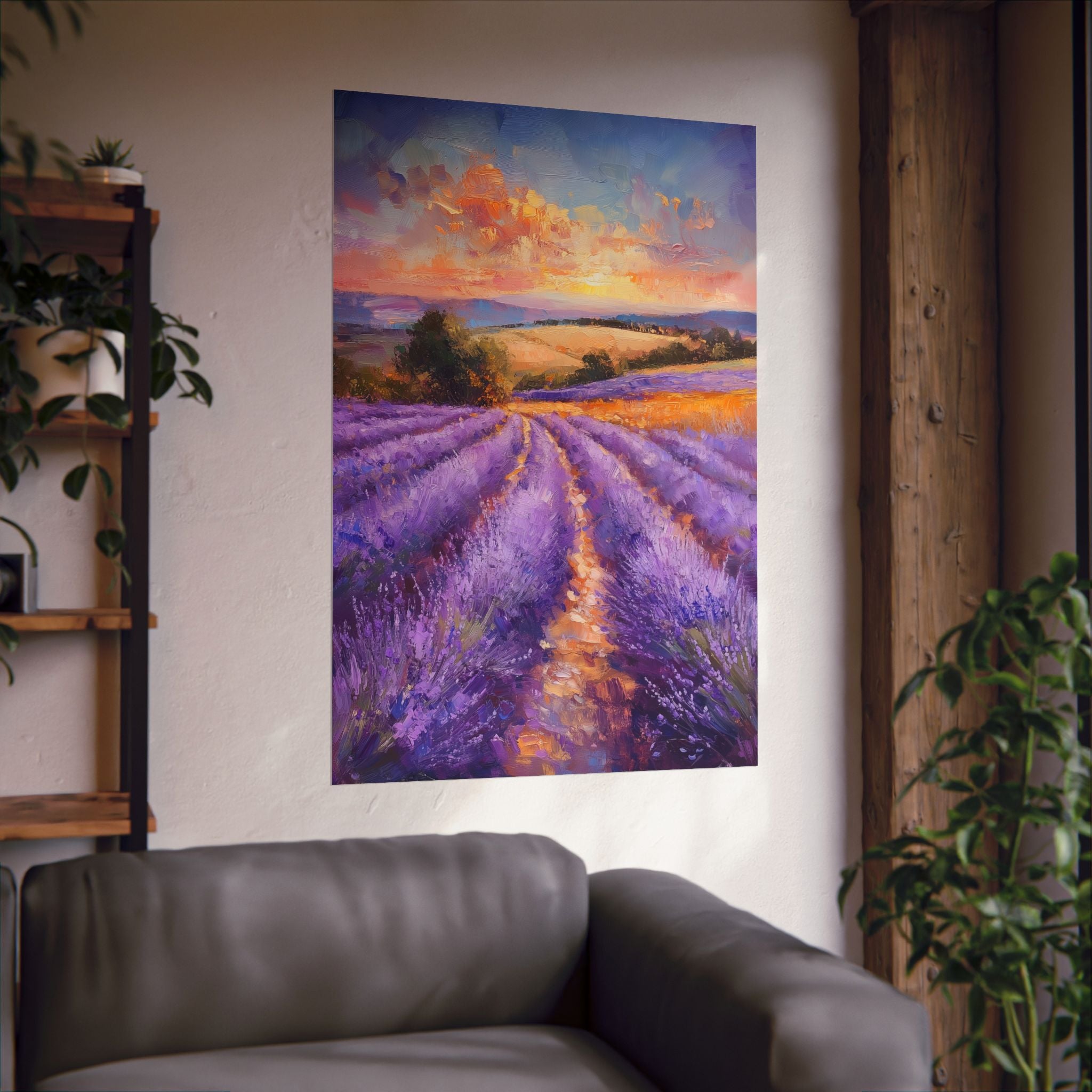 Impressionist Lavender Fields Poster Wall Art - SynthFrame