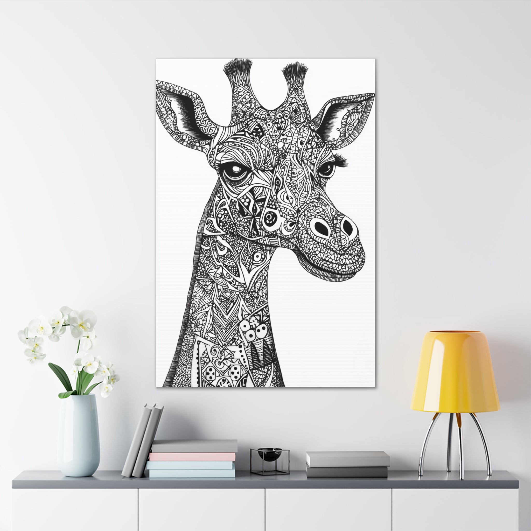 Zentangle Giraffe Canvas Wall Art - SynthFrame