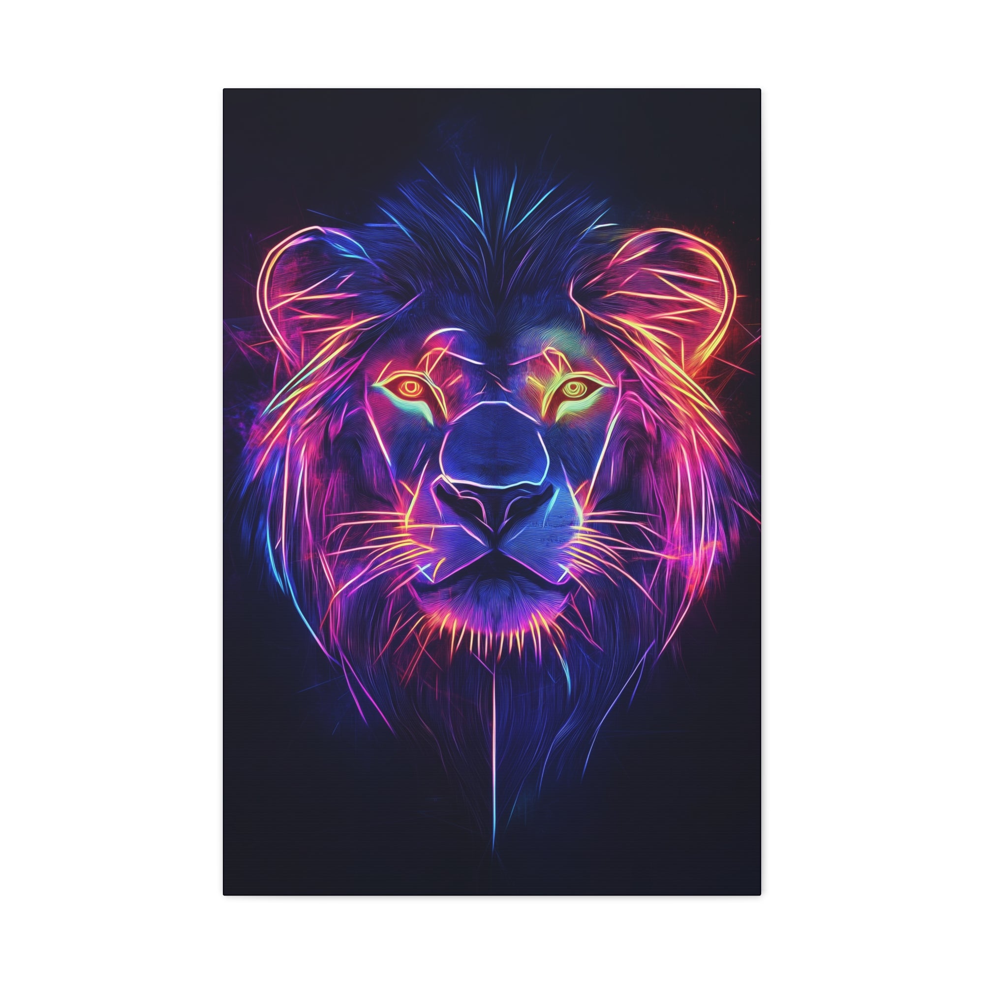 Neon Lion Canvas Wall Art - SynthFrame