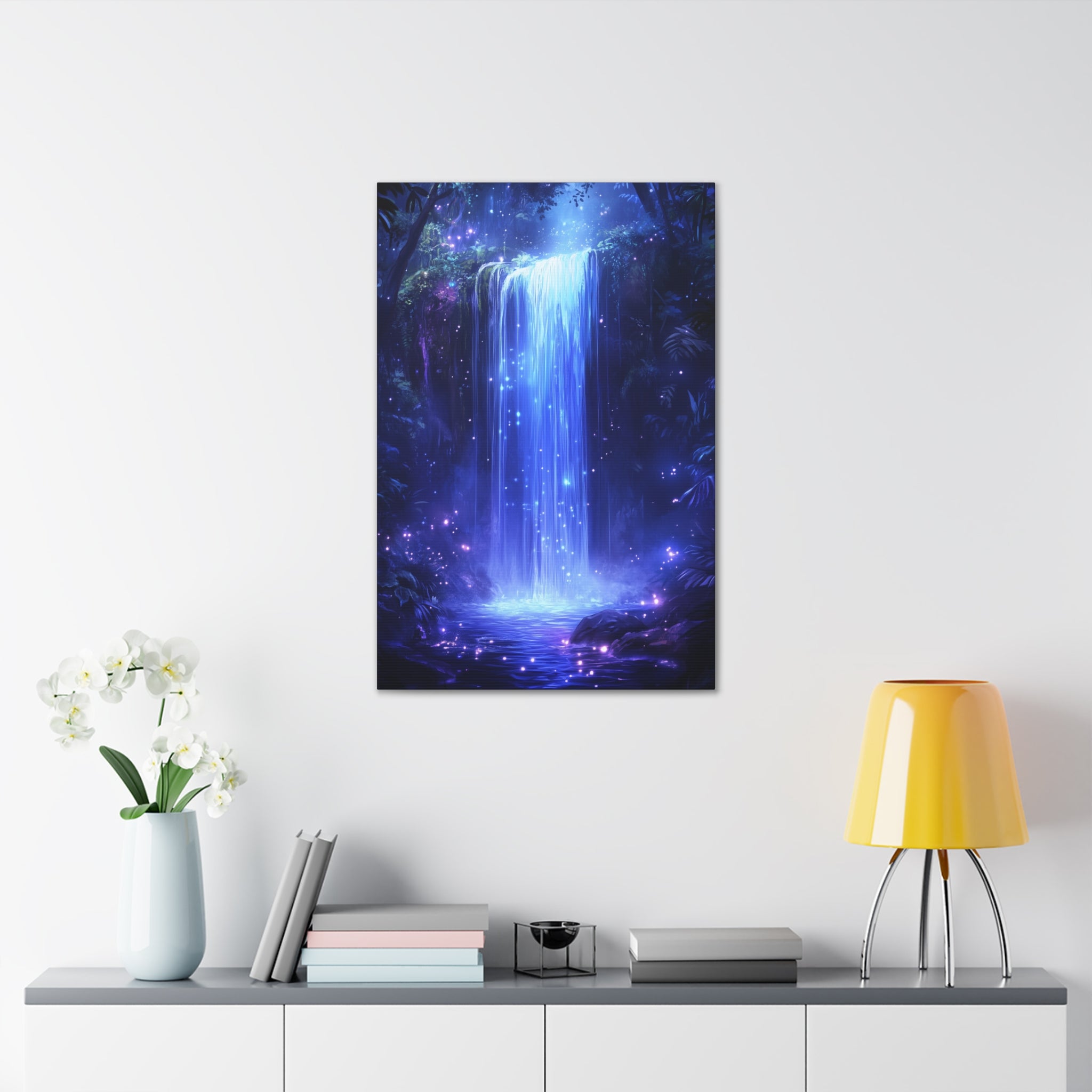 Enchanted Waterfall Oasis Canvas Wall Art - SynthFrame