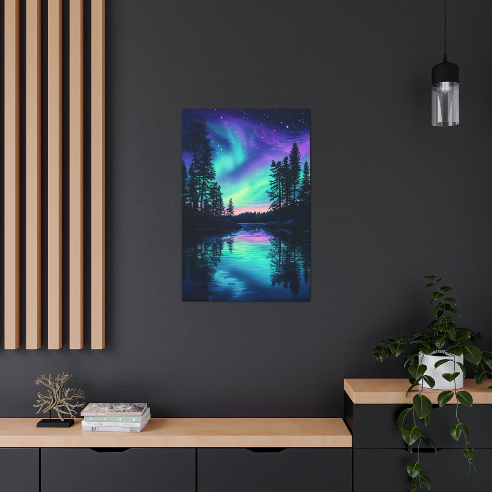 Northern Lights Wonder Canvas Wall Art - SynthFrame