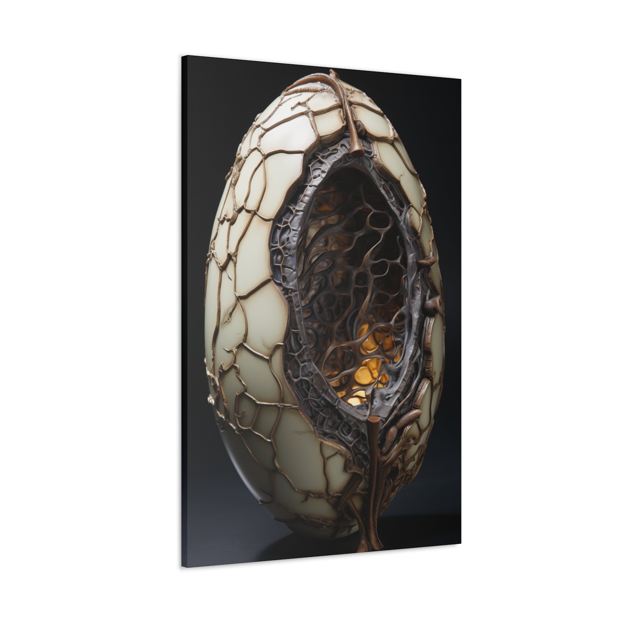 White Alien Egg 6 Canvas Wall Art - SynthFrame