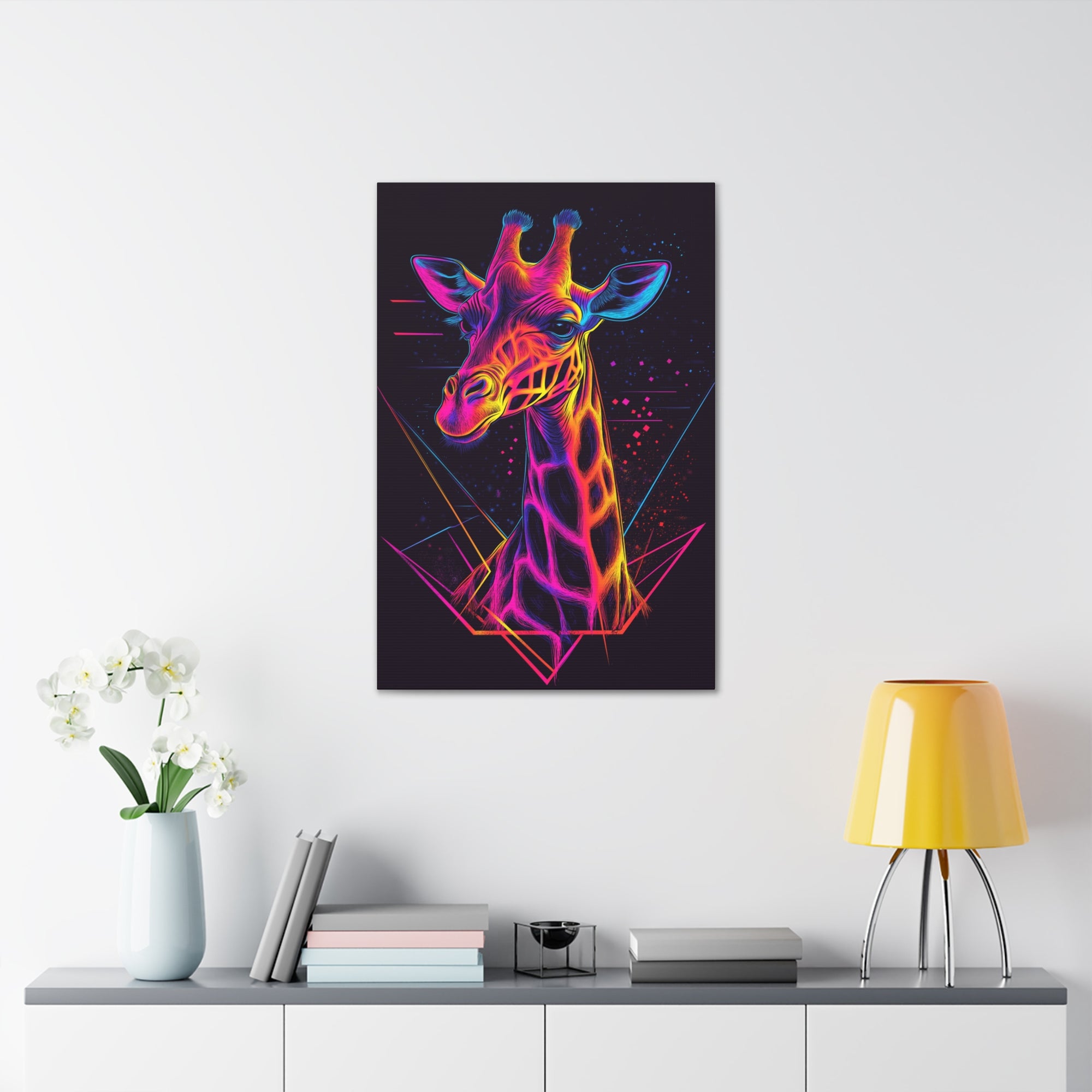 Neon Giraffe Canvas Wall Art - SynthFrame