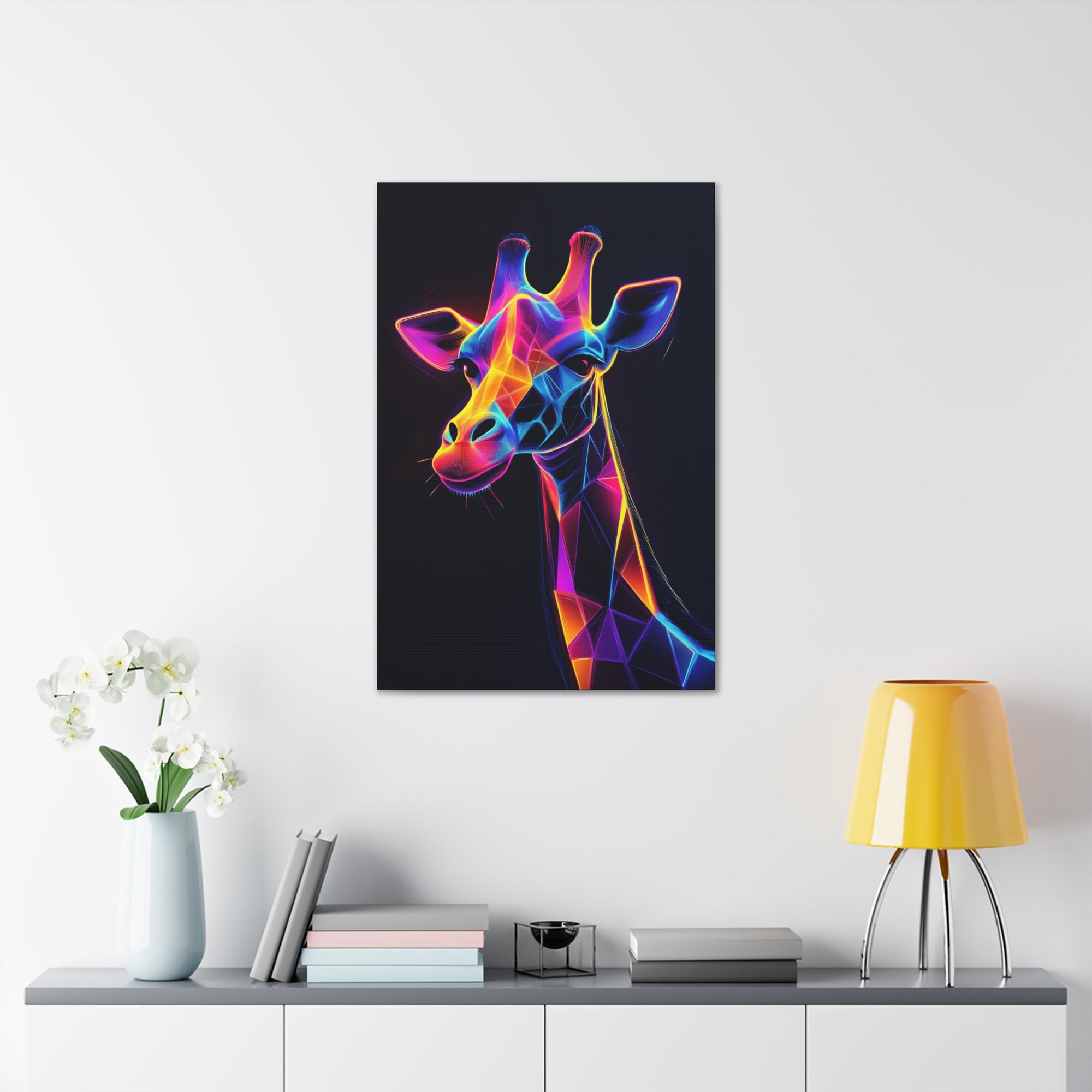 Neon Giraffe Canvas Wall Art - SynthFrame