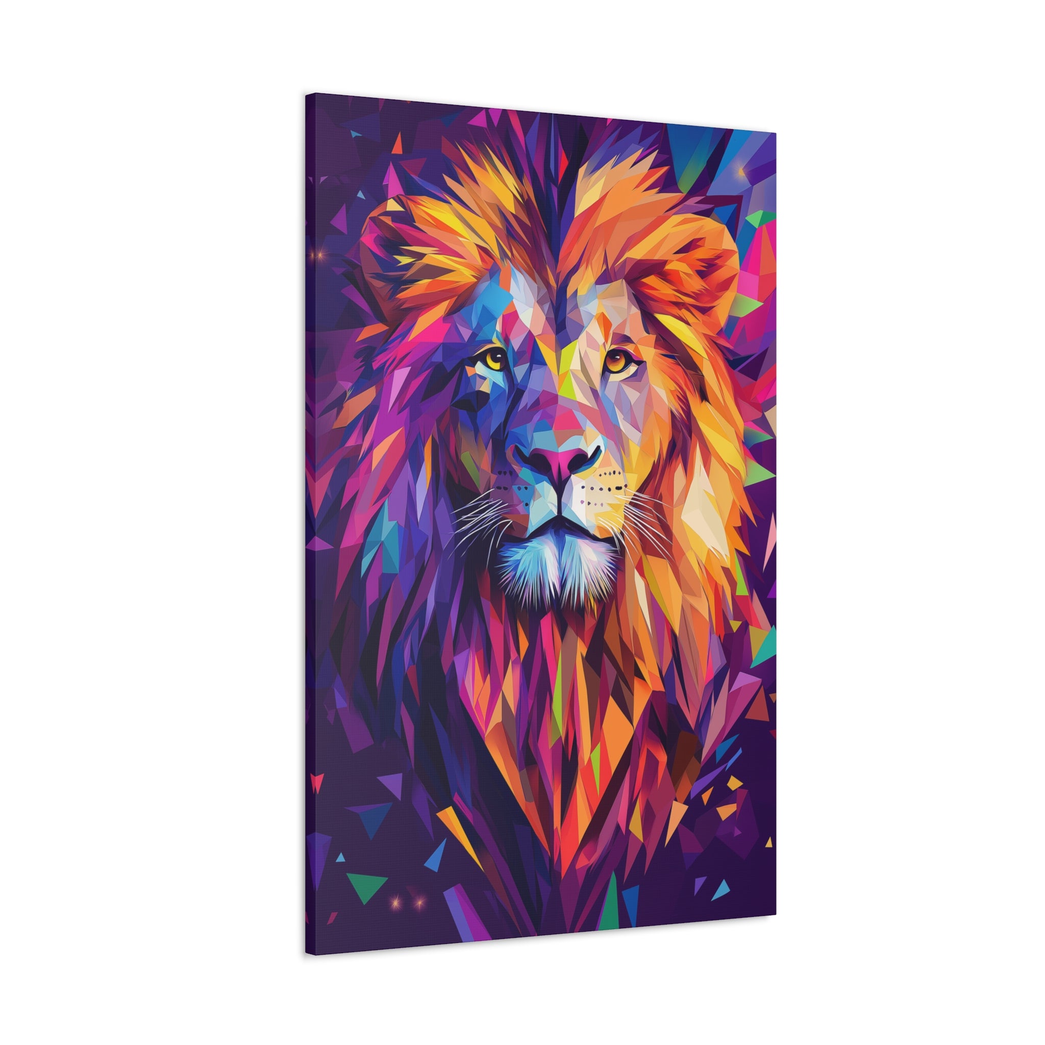 Crystalline Lion Canvas Wall Art - SynthFrame