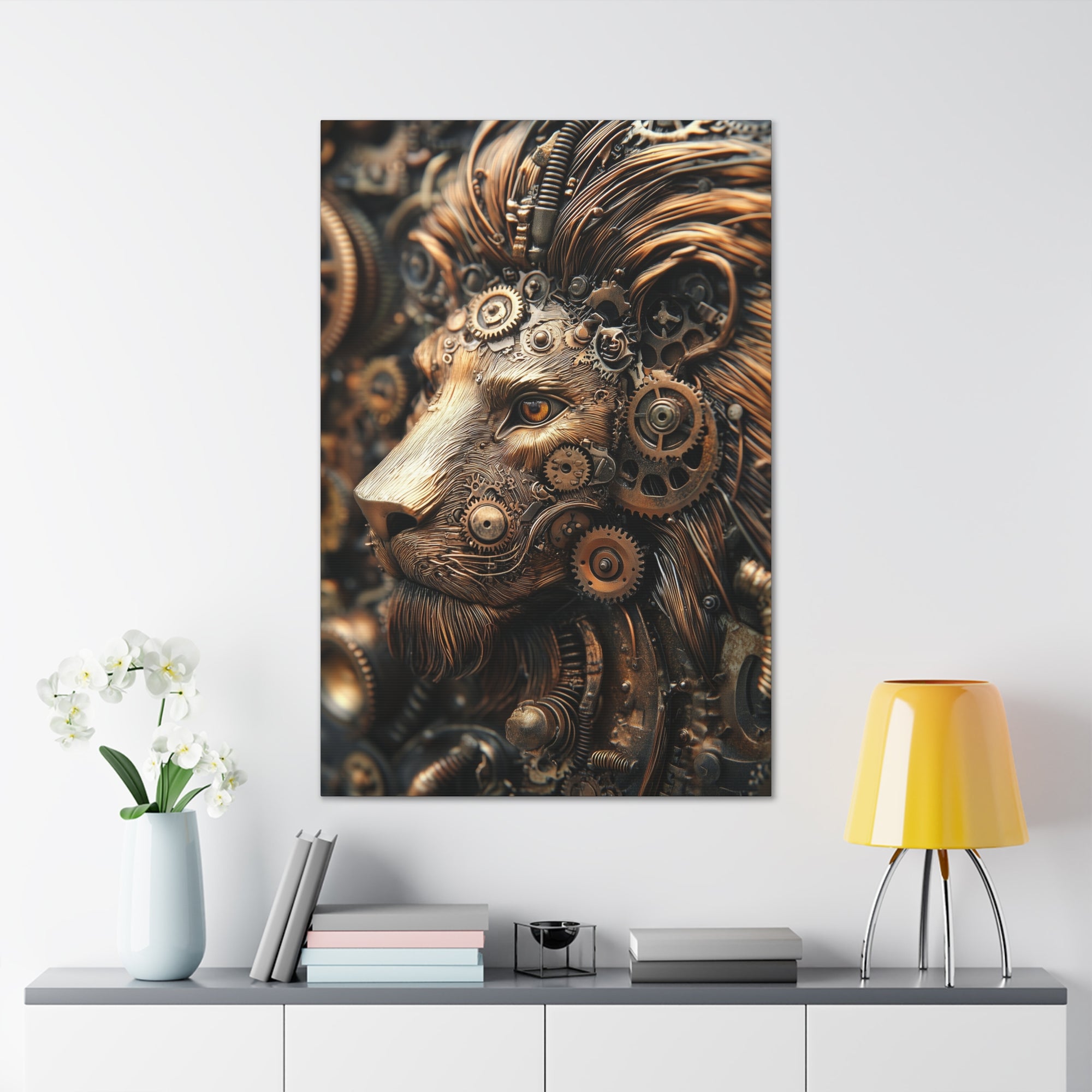 Steampunk Lion Canvas Wall Art - SynthFrame