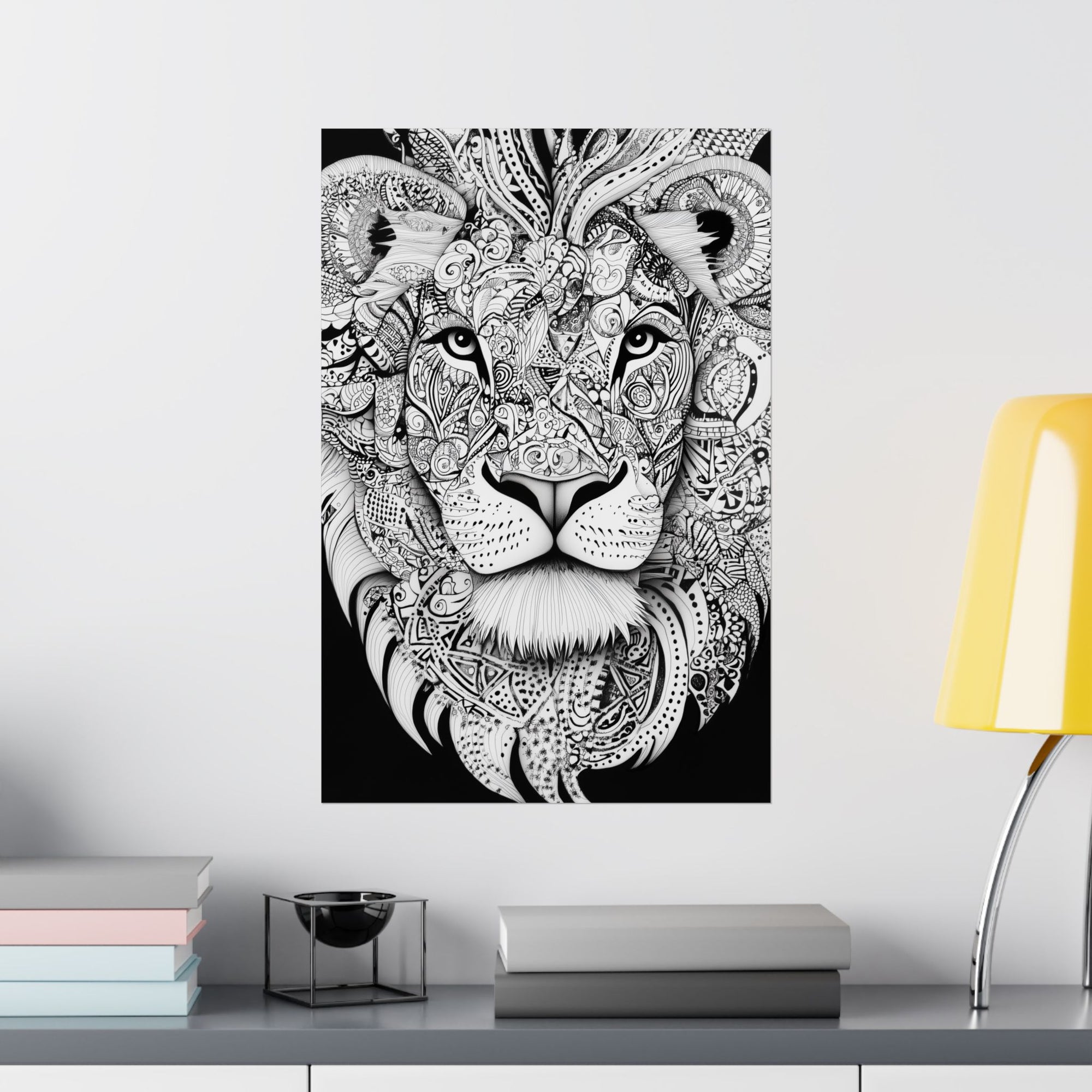 Zentangle Lion Poster