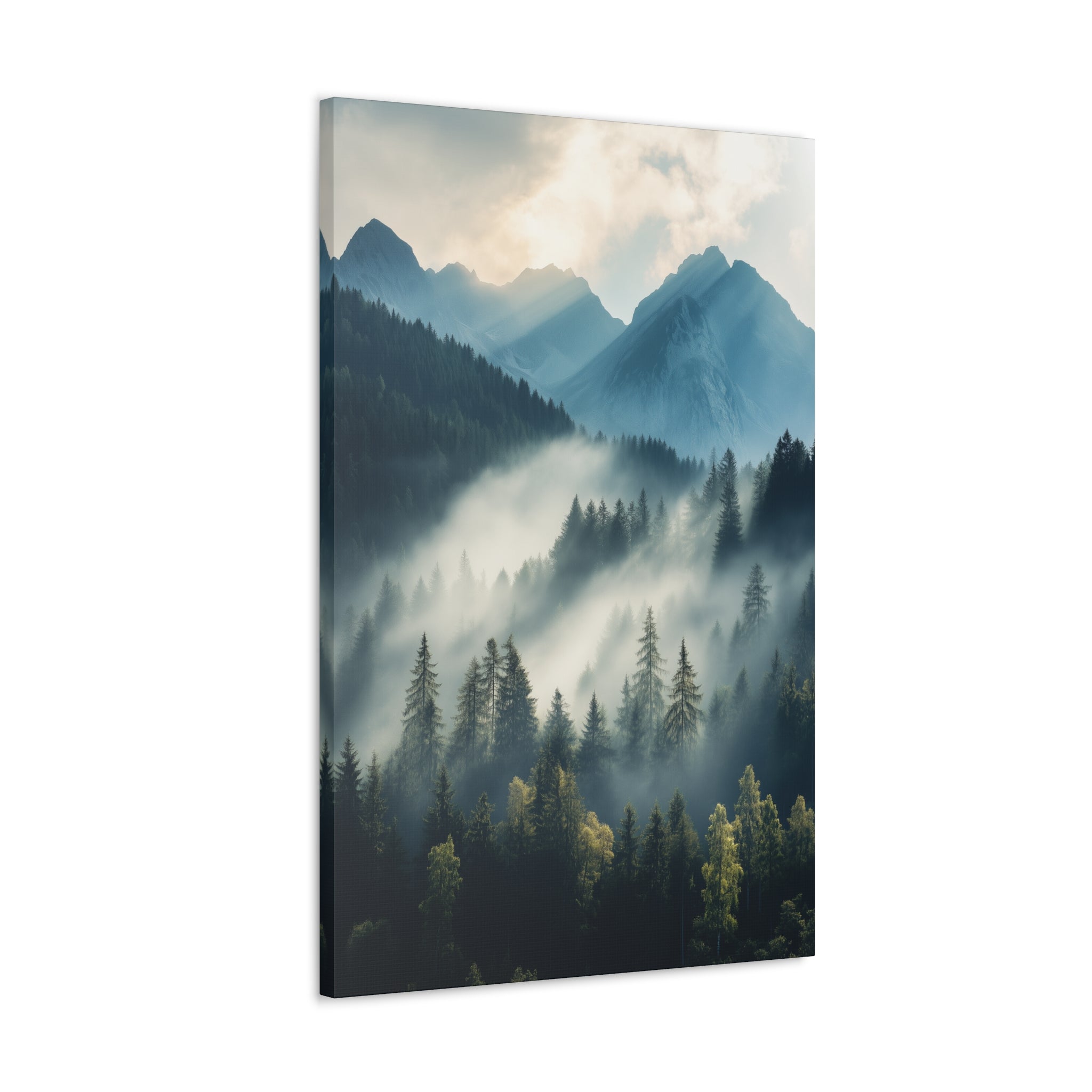 Misty Mountain Dreamscape Canvas Wall Art - SynthFrame