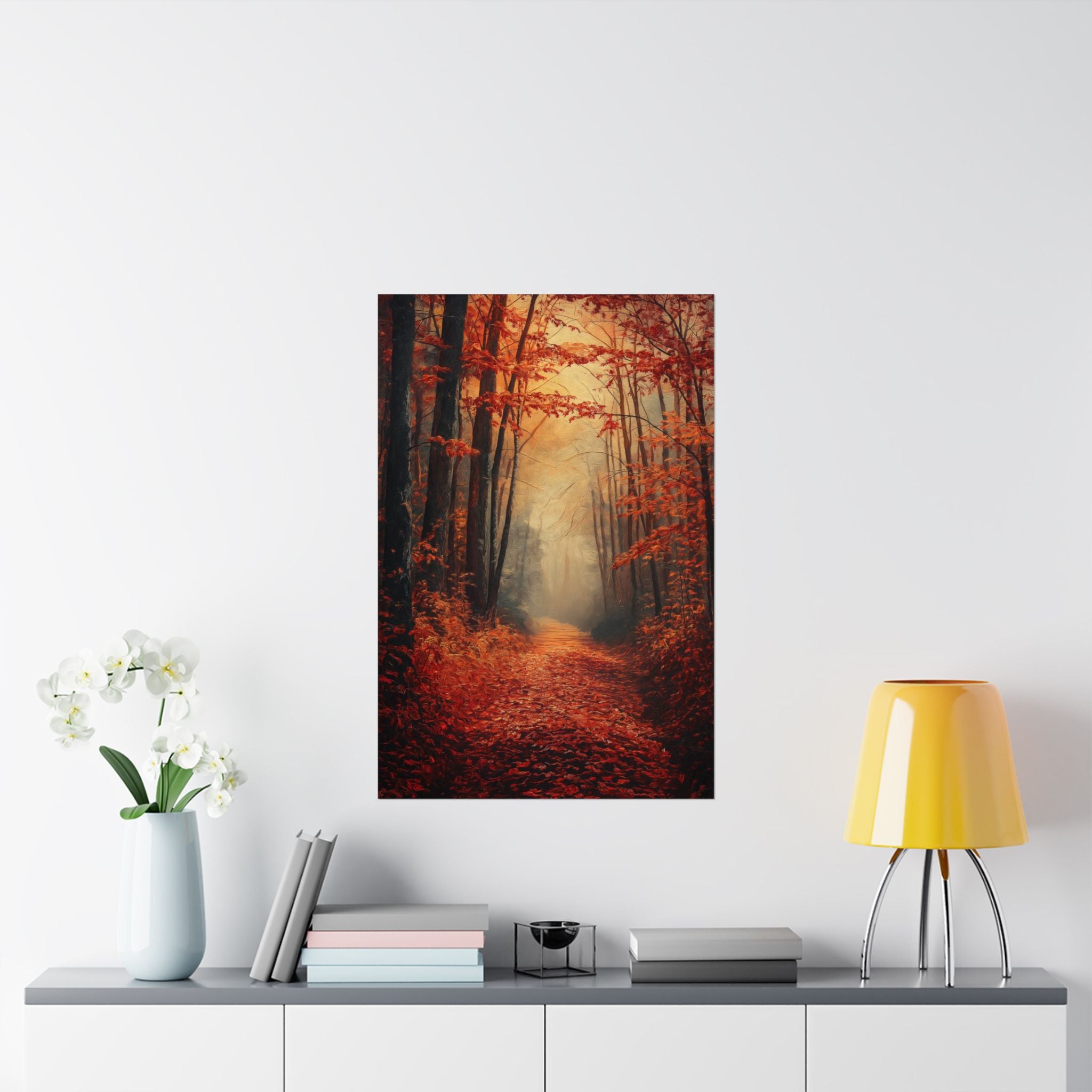 Autumn Forest Path Poster Wall Art - SynthFrame