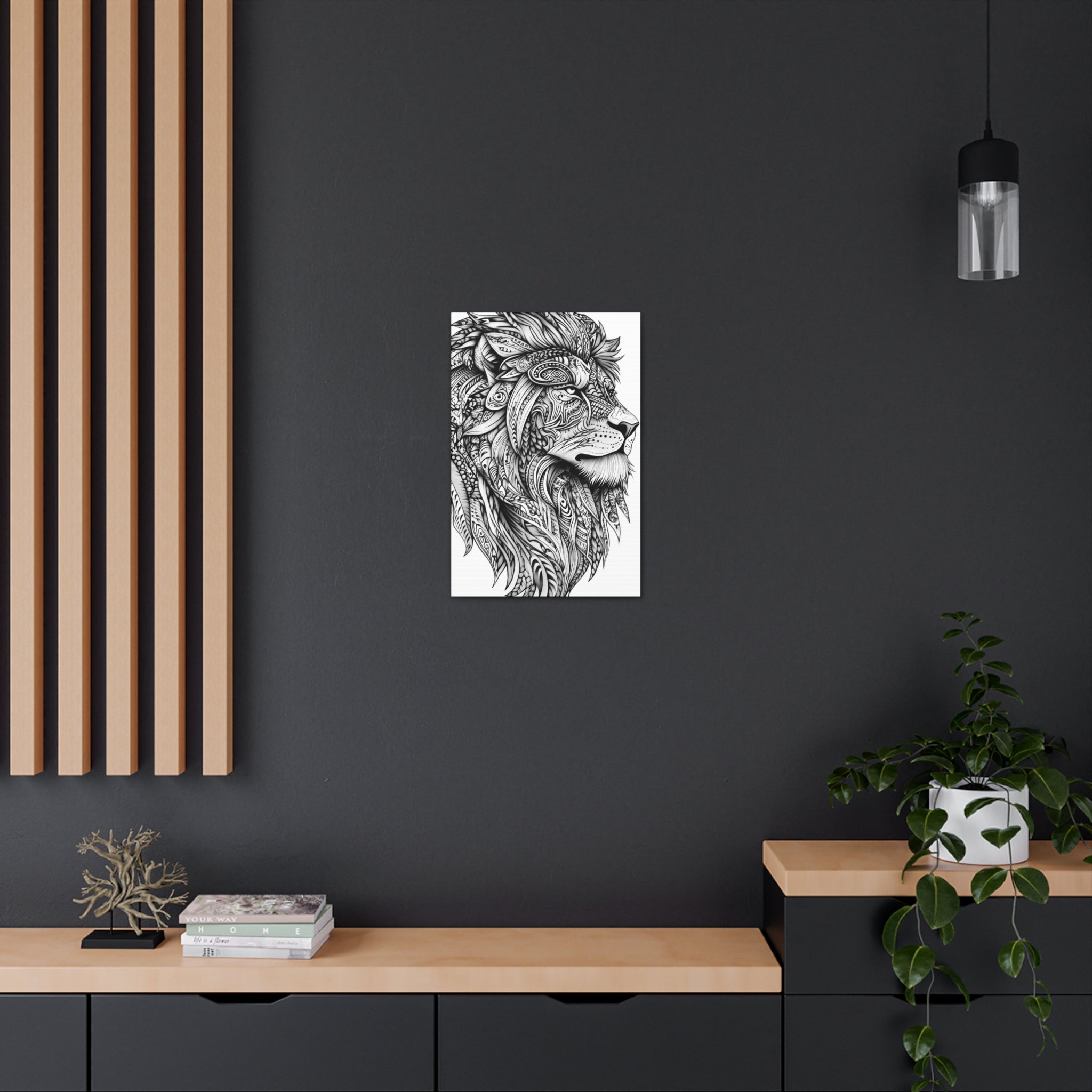 Zentangle Lion Canvas Wall Art - SynthFrame