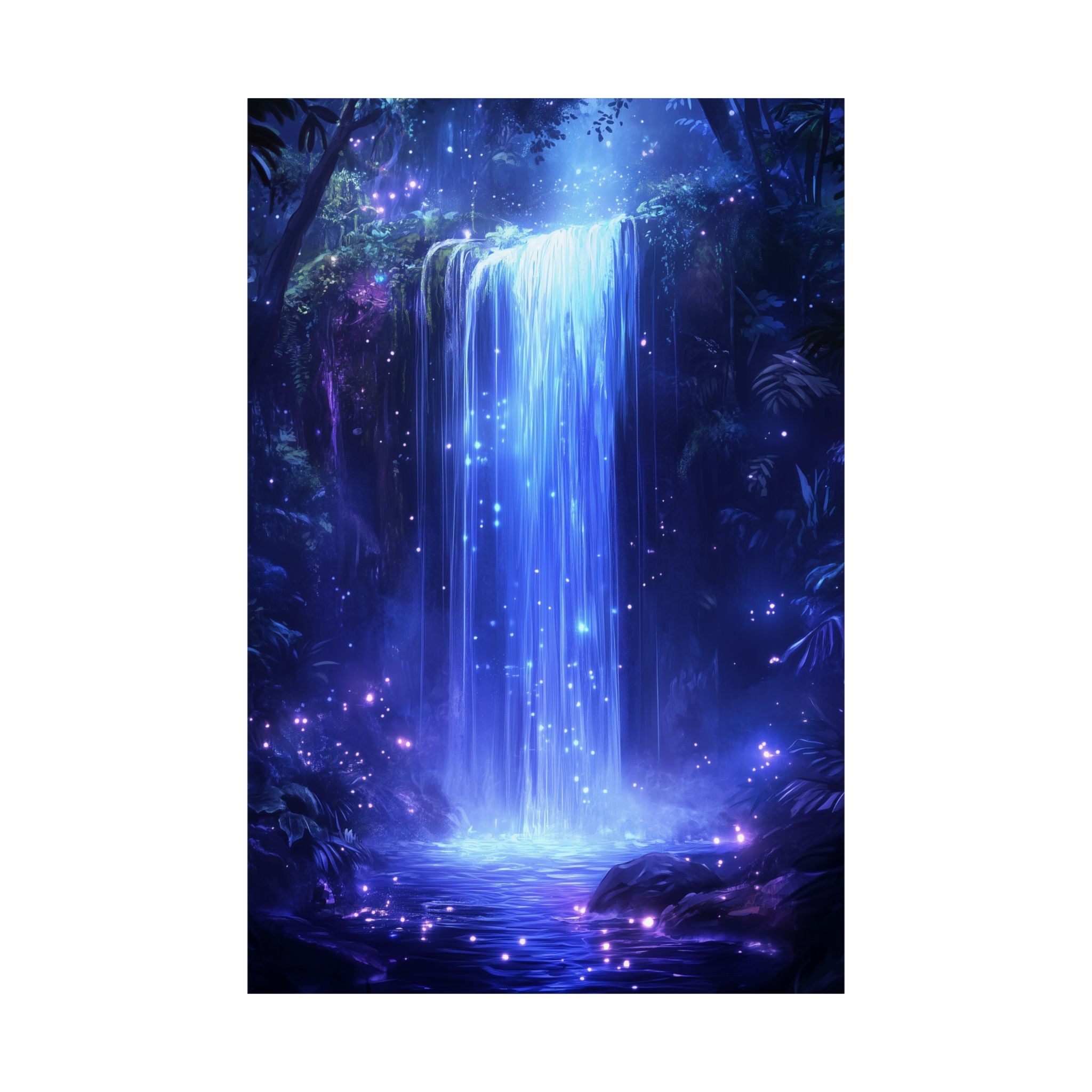 Enchanted Waterfall Oasis Poster Wall Art - SynthFrame