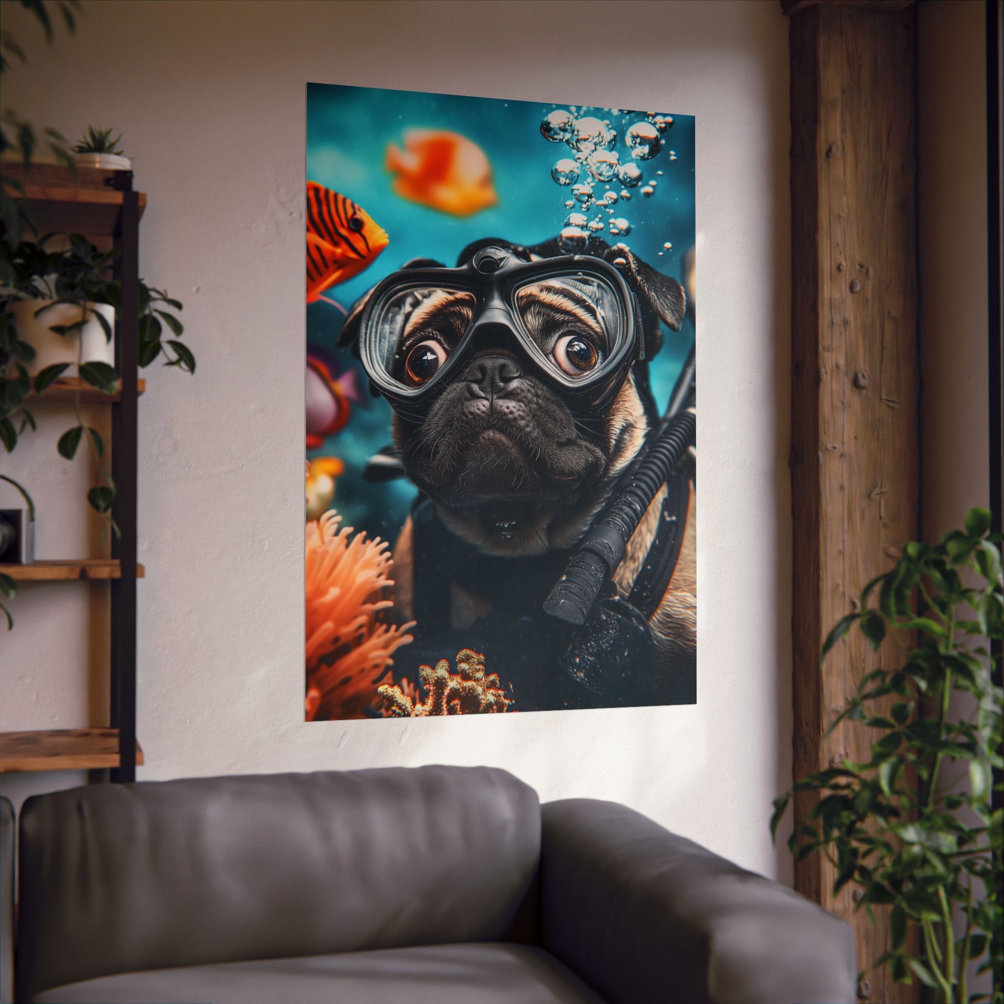 Underwater Pug Poster