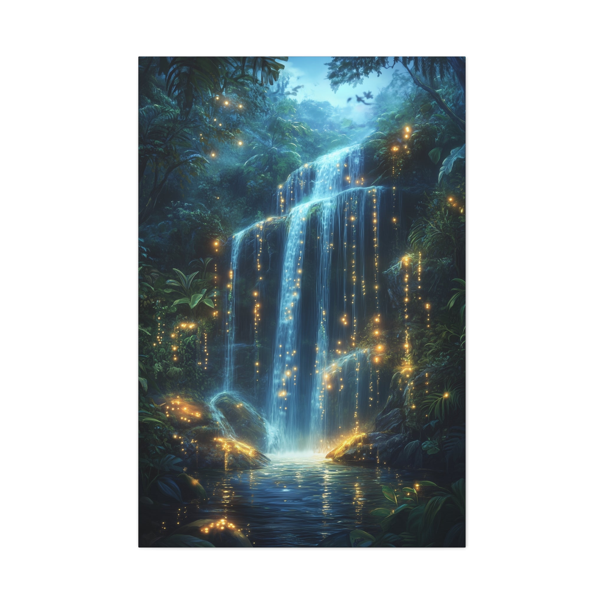 Enchanted Waterfall Oasis Canvas Wall Art - SynthFrame