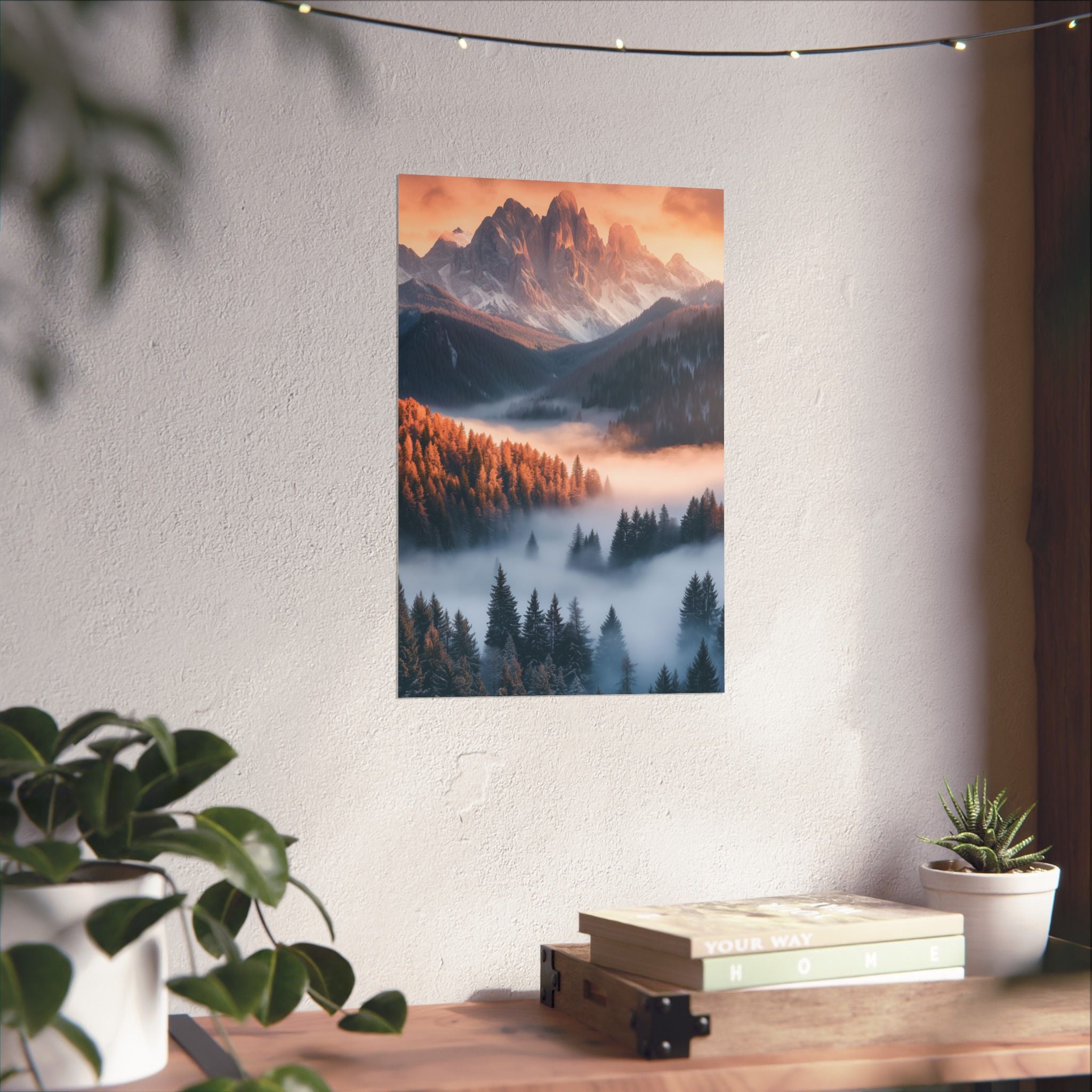 Misty Mountain Dreamscape Poster Wall Art - SynthFrame