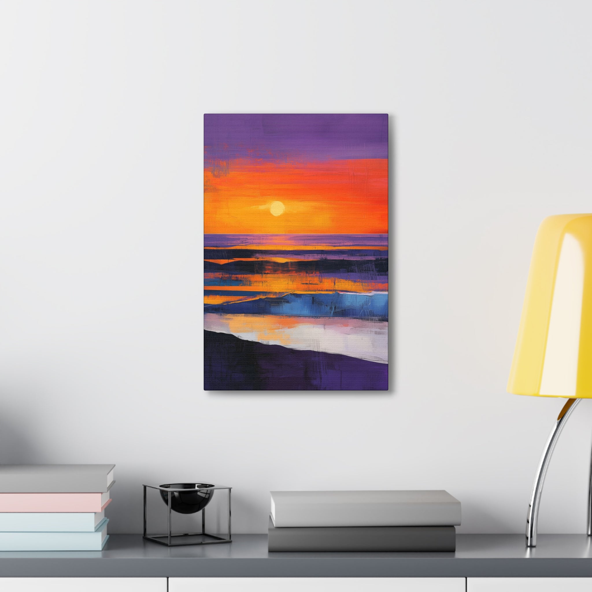 Abstract Coastal Sunset Canvas Wall Art - SynthFrame