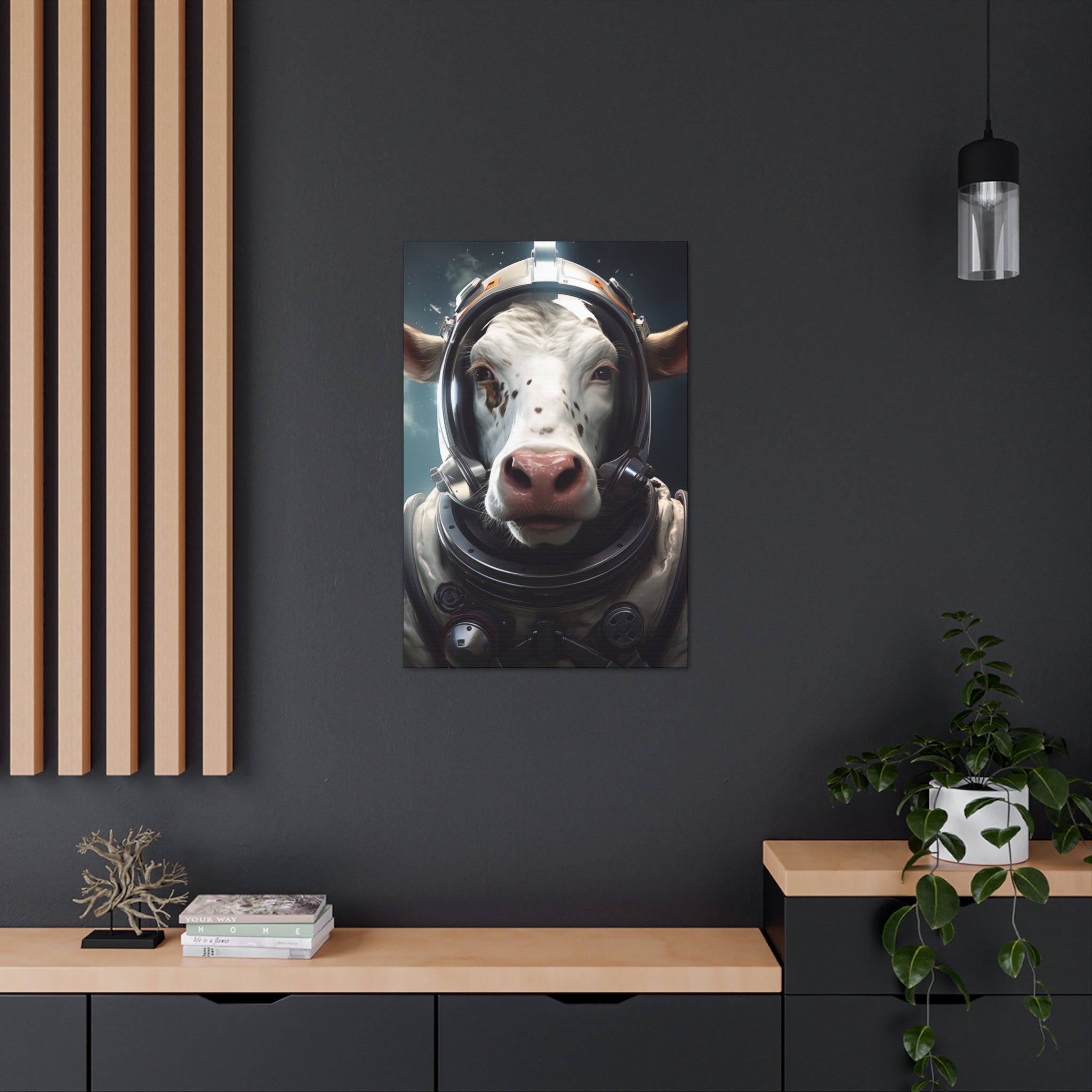 AstroCow 2 Canvas Wall Art - SynthFrame