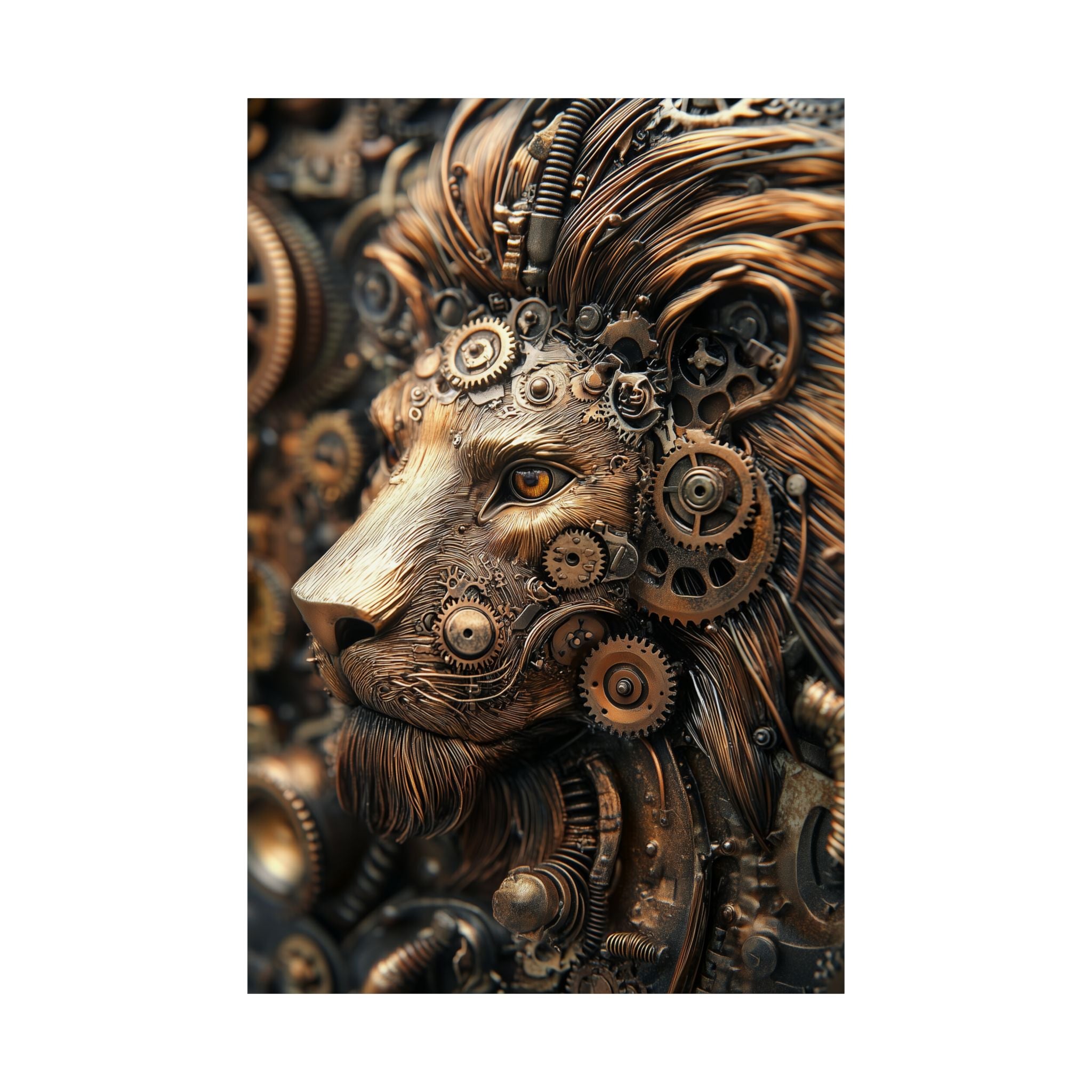 Steampunk Lion: Mechanical Marvel Poster