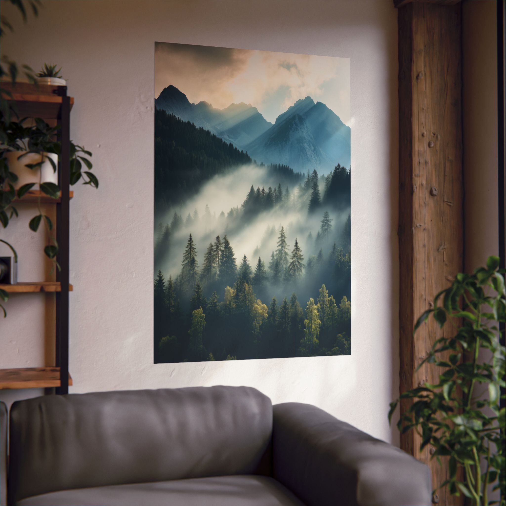 Misty Mountain Dreamscape Poster Wall Art - SynthFrame