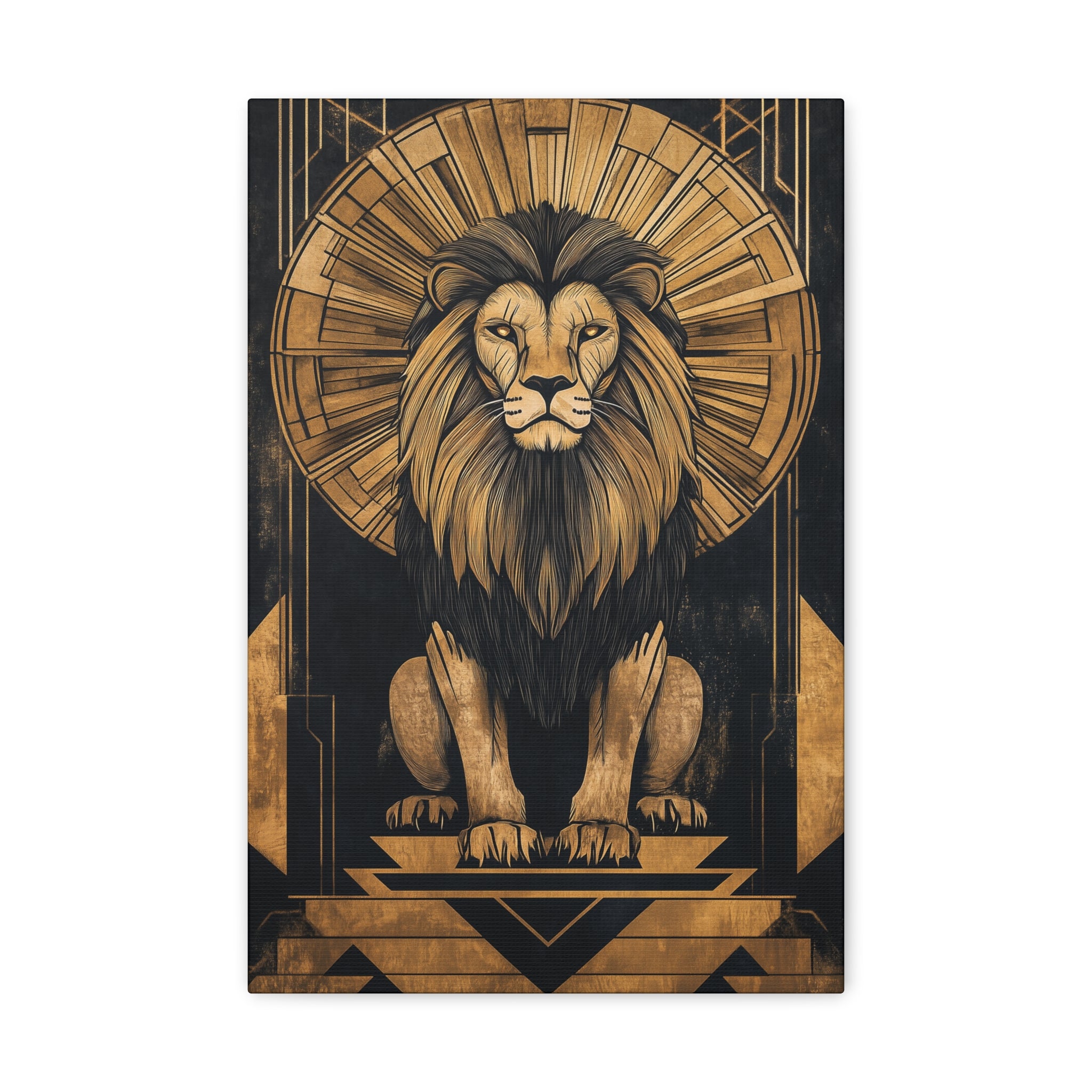 Gilded Lion Canvas Wall Art - SynthFrame