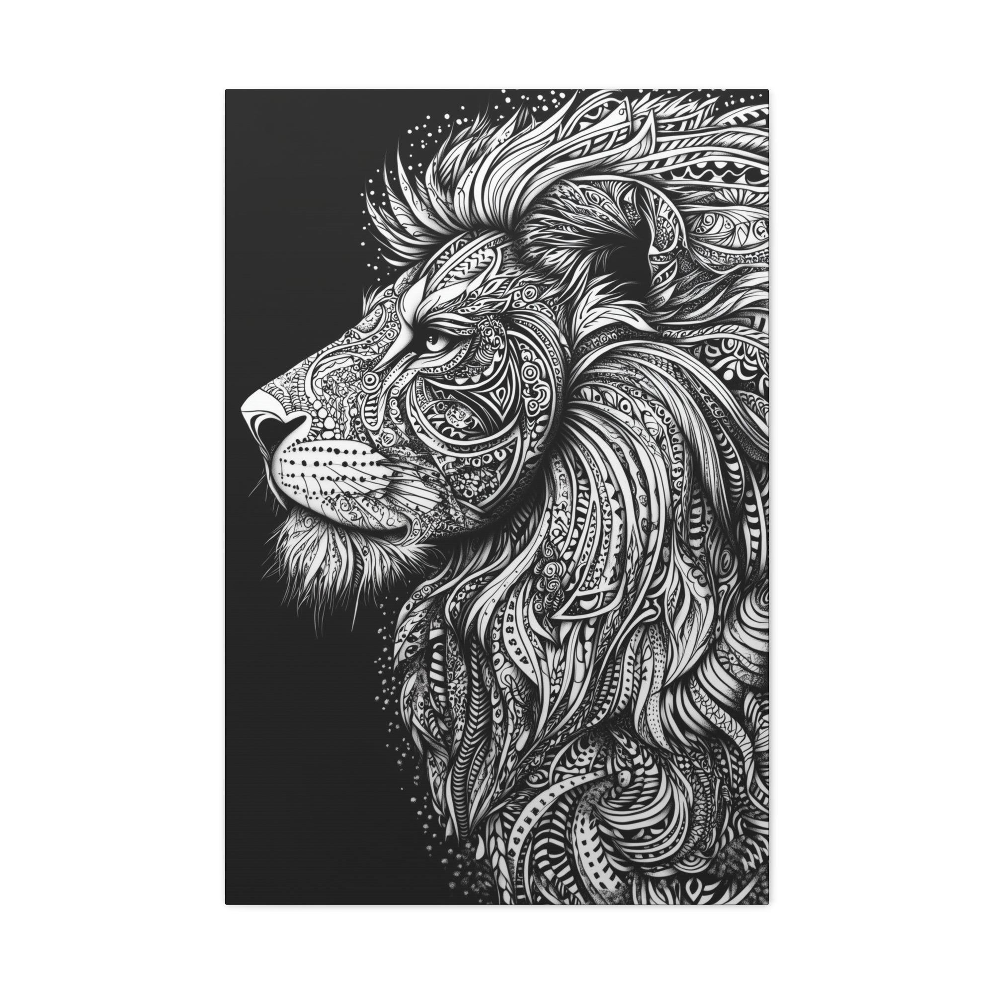 Zentangle Lion Canvas Wall Art - SynthFrame