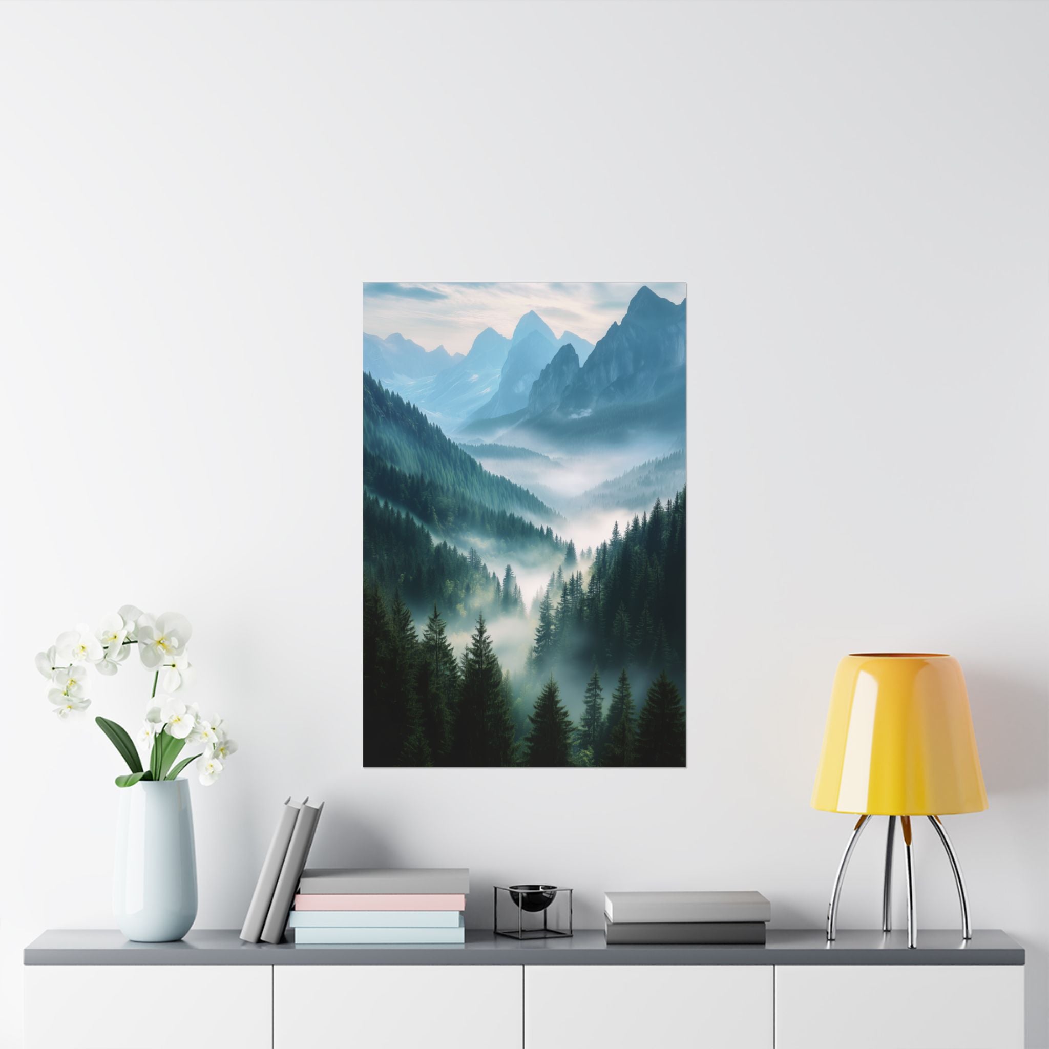 Misty Mountain Dreamscape Poster Wall Art - SynthFrame