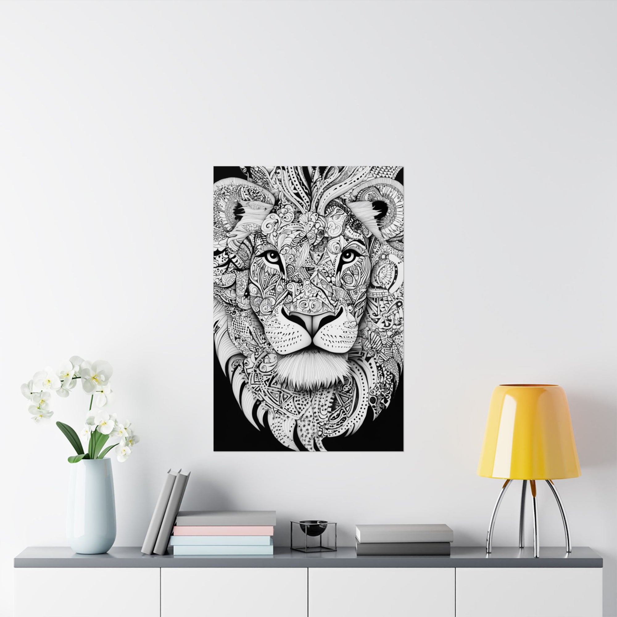 Zentangle Lion Poster