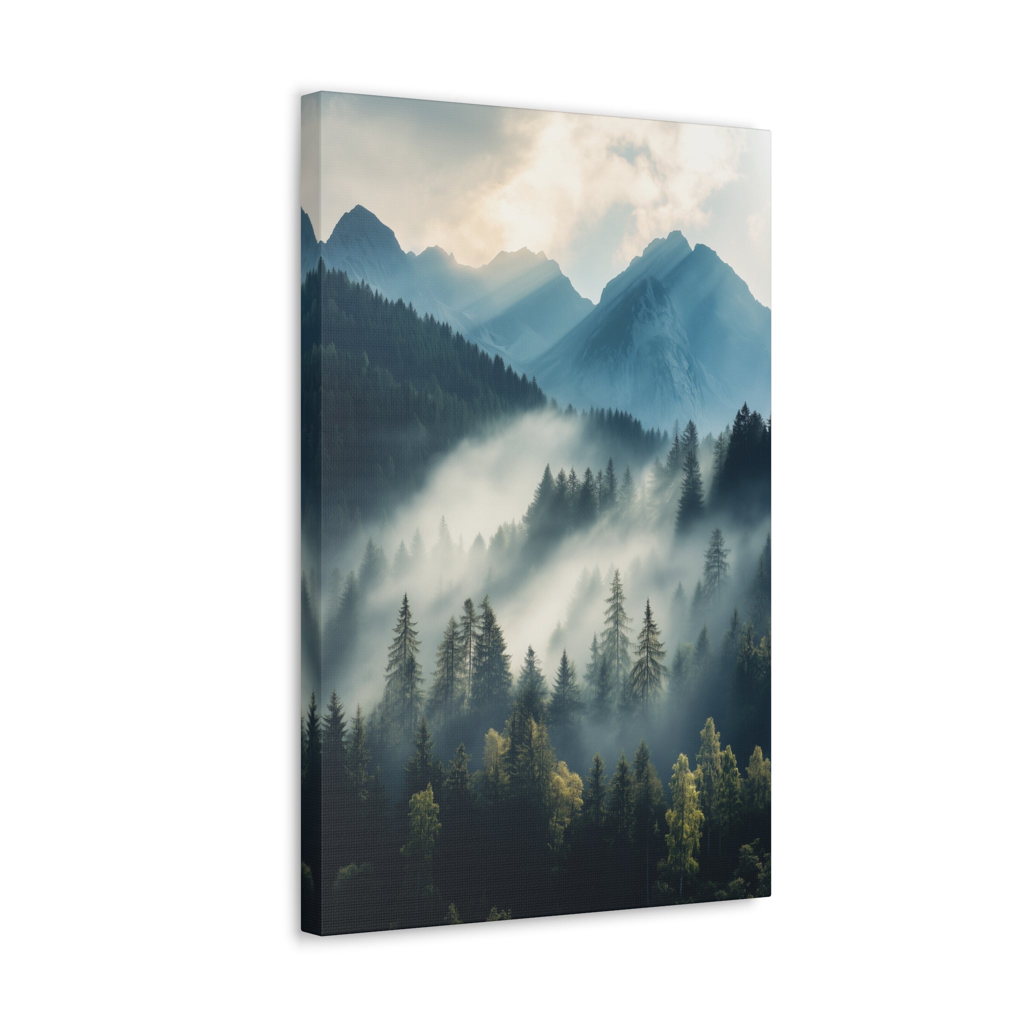 Misty Mountain Dreamscape Canvas Wall Art - SynthFrame