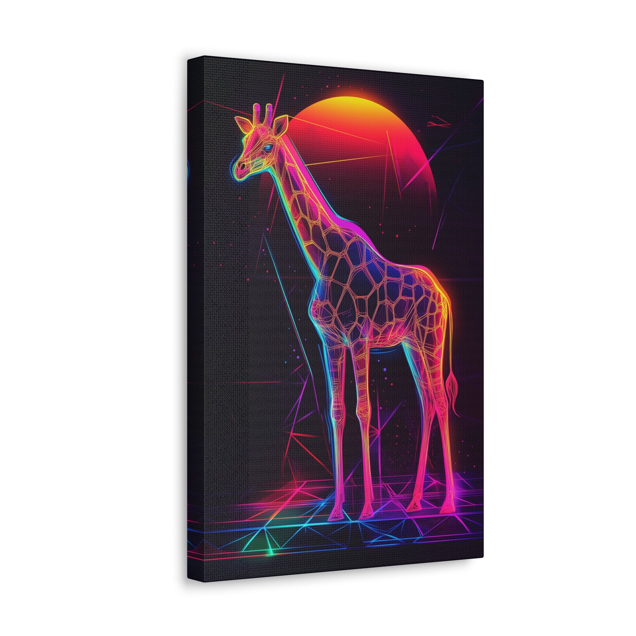 Neon Giraffe Canvas Wall Art - SynthFrame