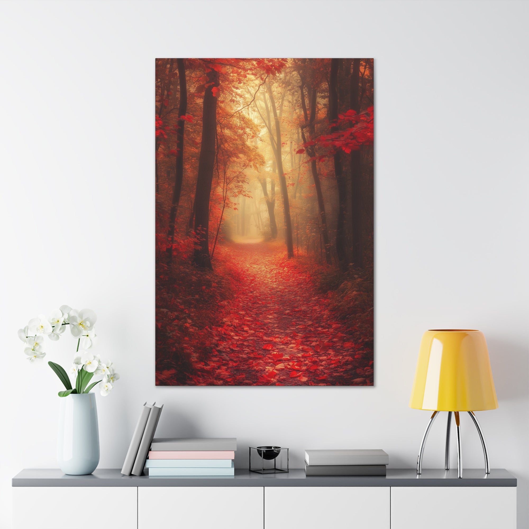 Autumn Forest Path Canvas Wall Art - SynthFrame